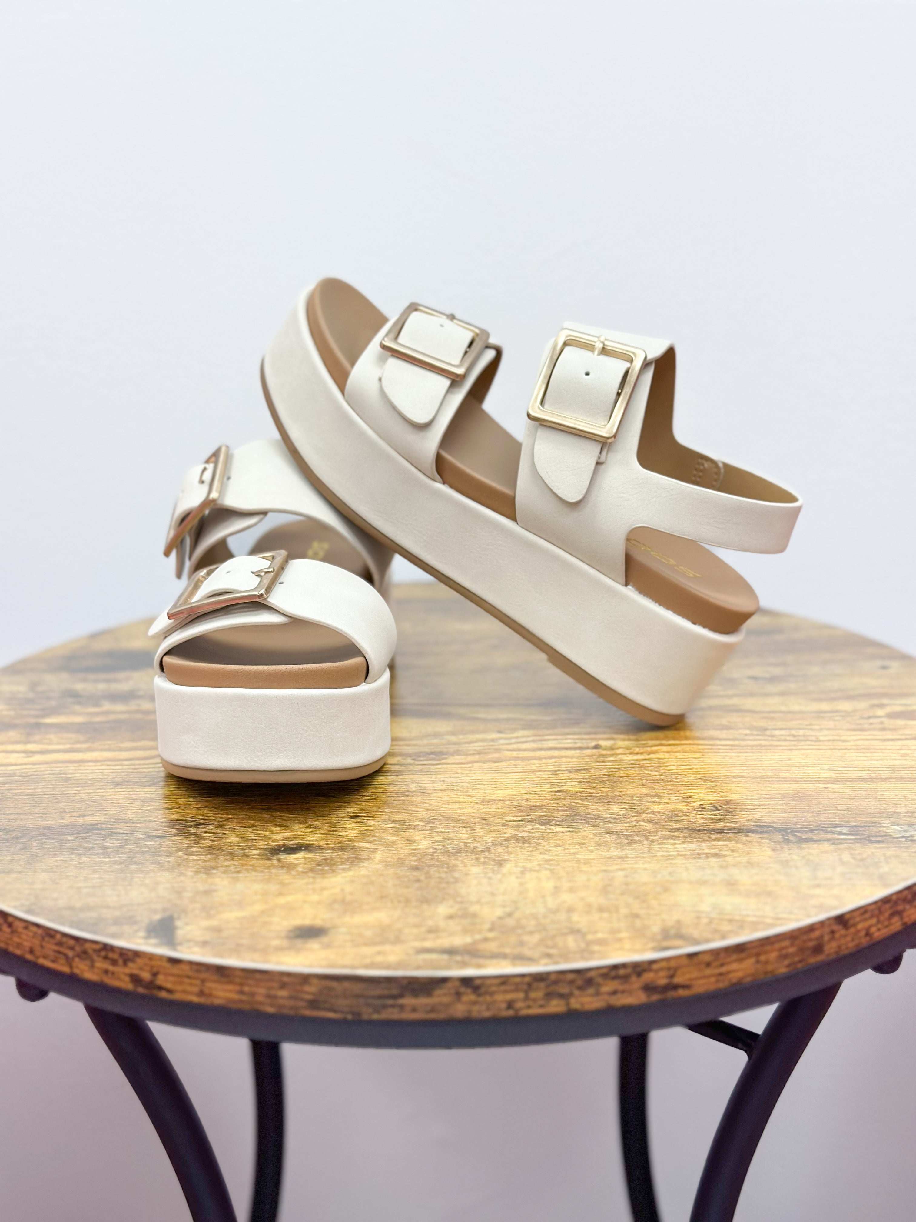 Beige Platform Sandals