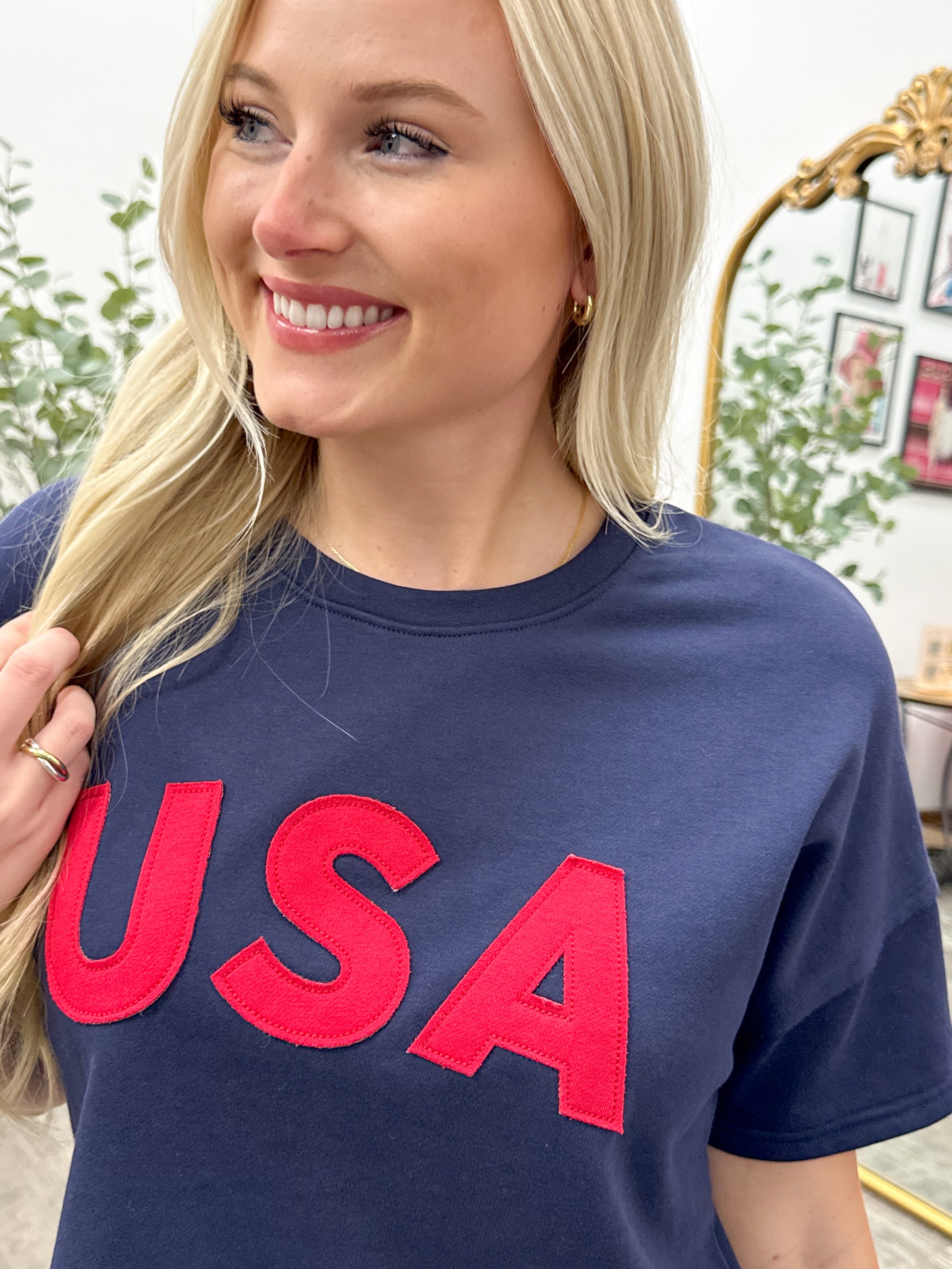 USA Navy Cropped T-Shirt