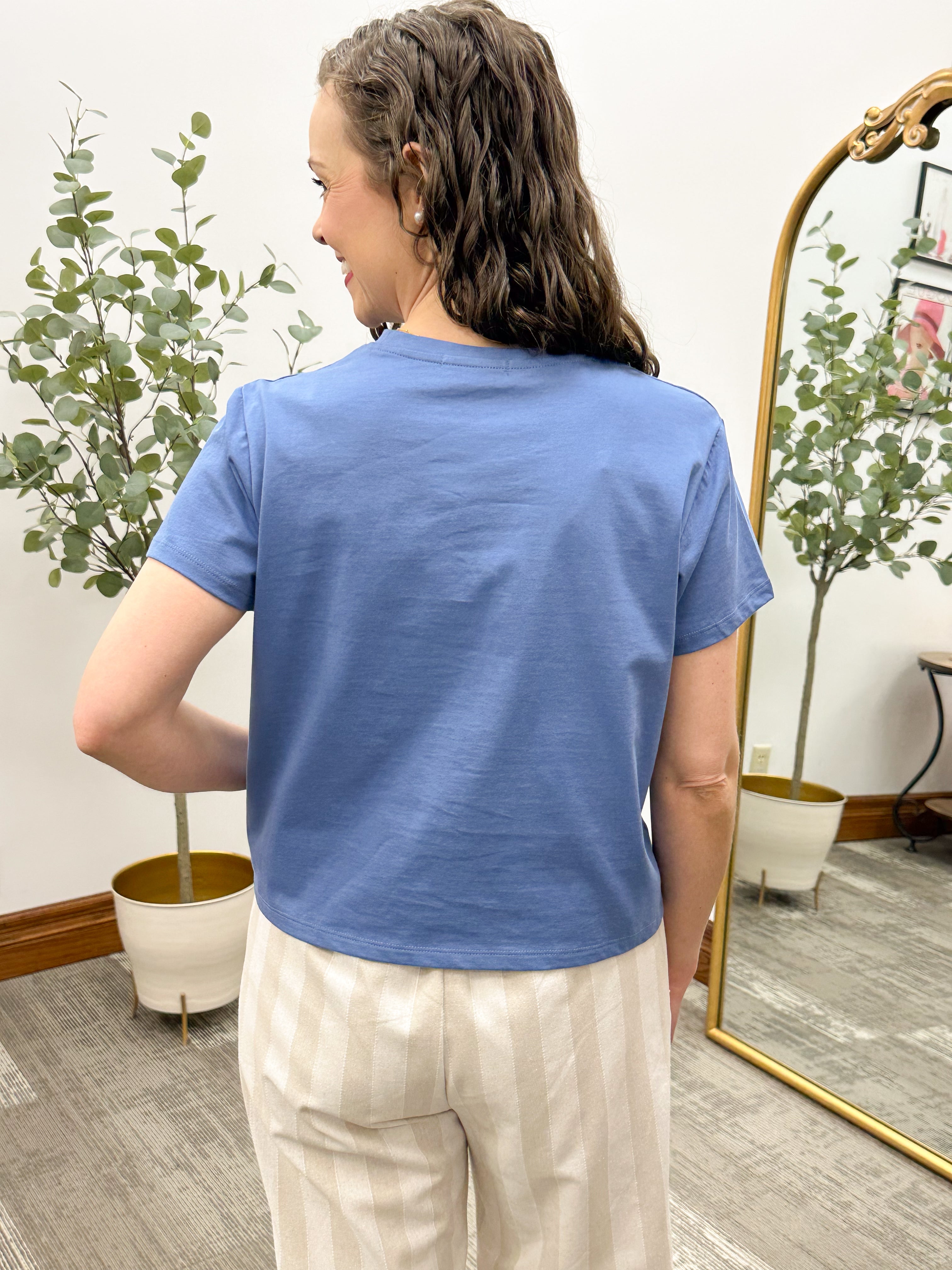 Basic Relaxed Crop Knit Tee