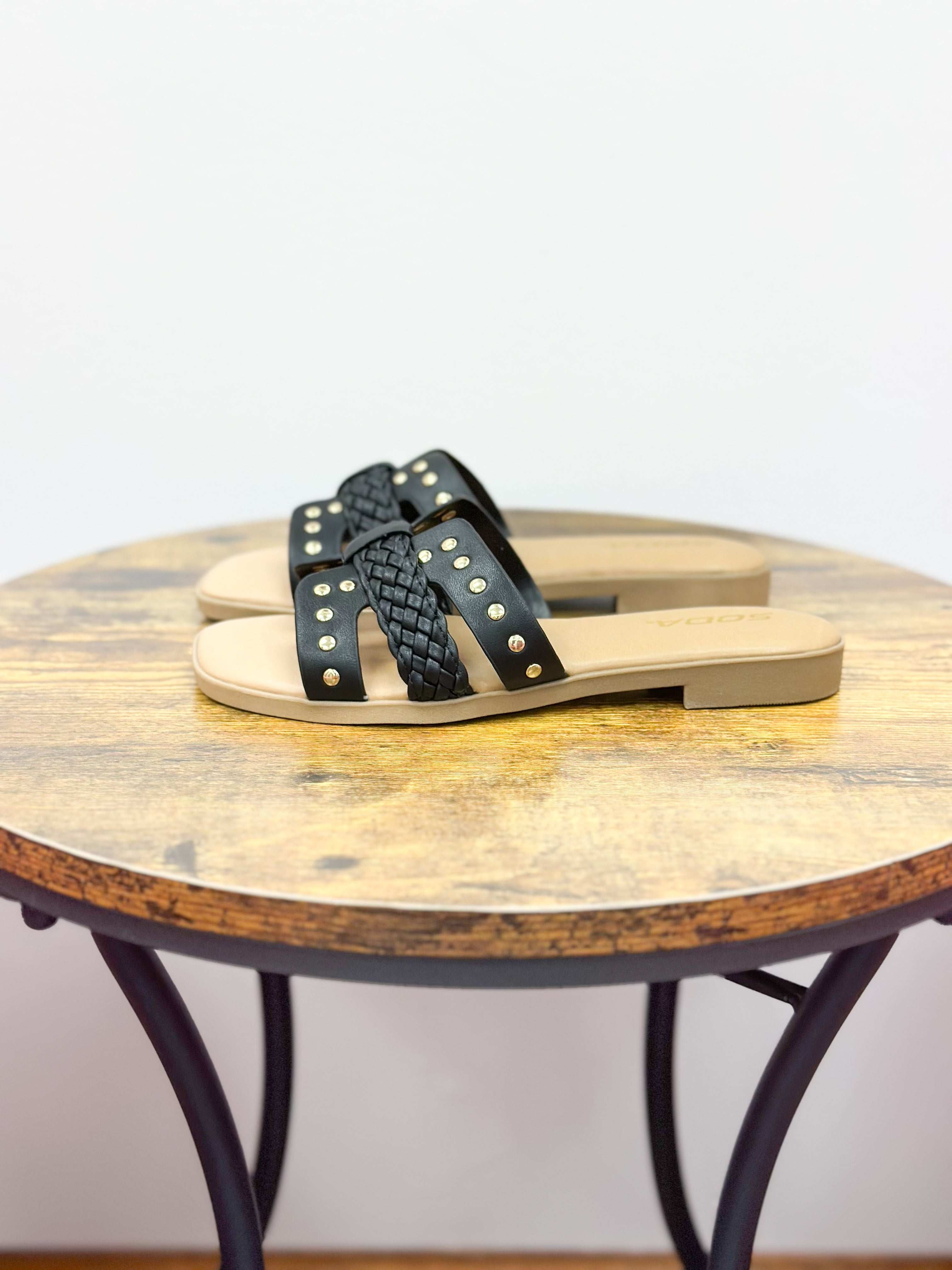 Iris Black Studded Sandals