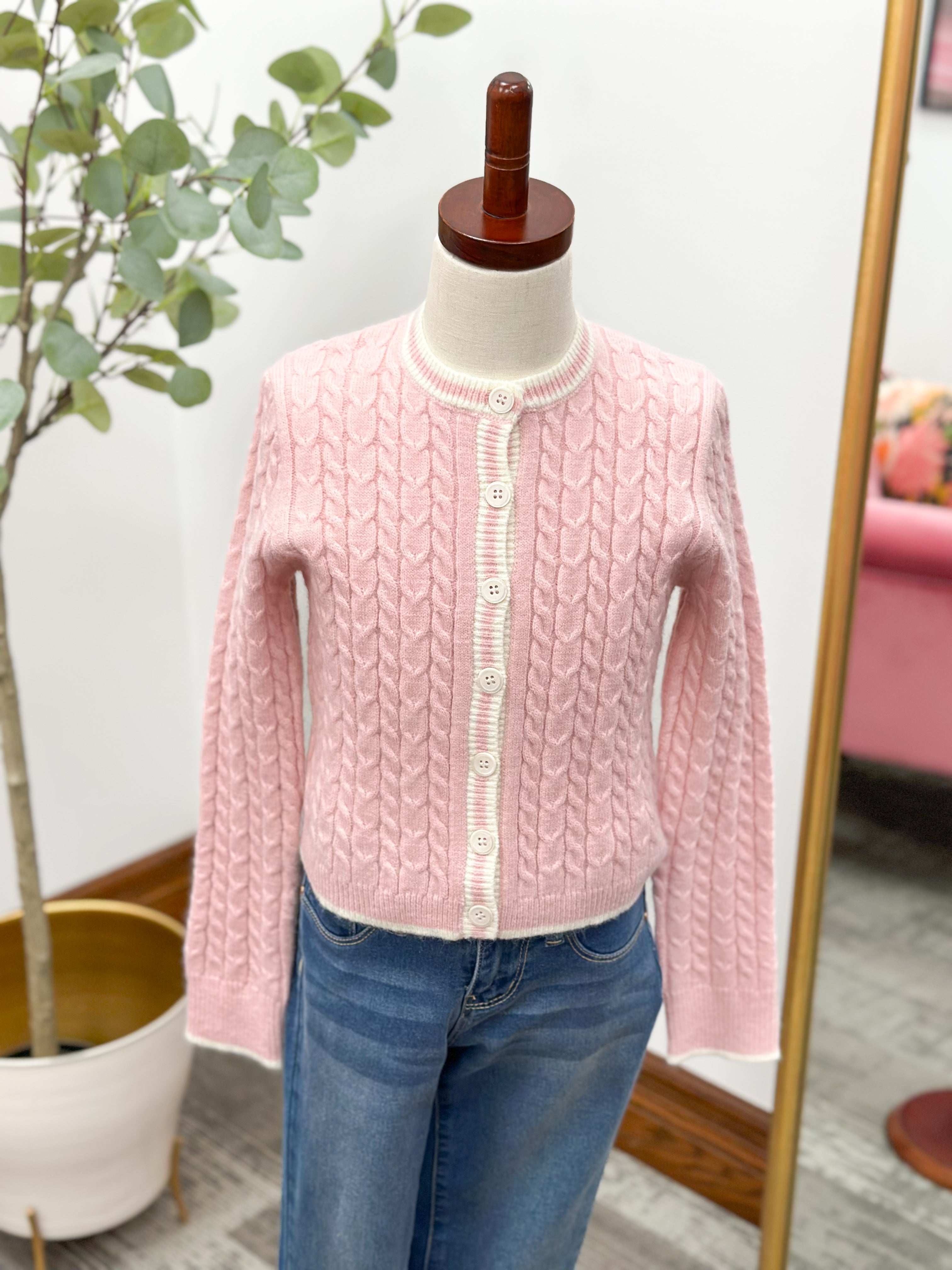 Girls Cropped Cable Knit Cardigan