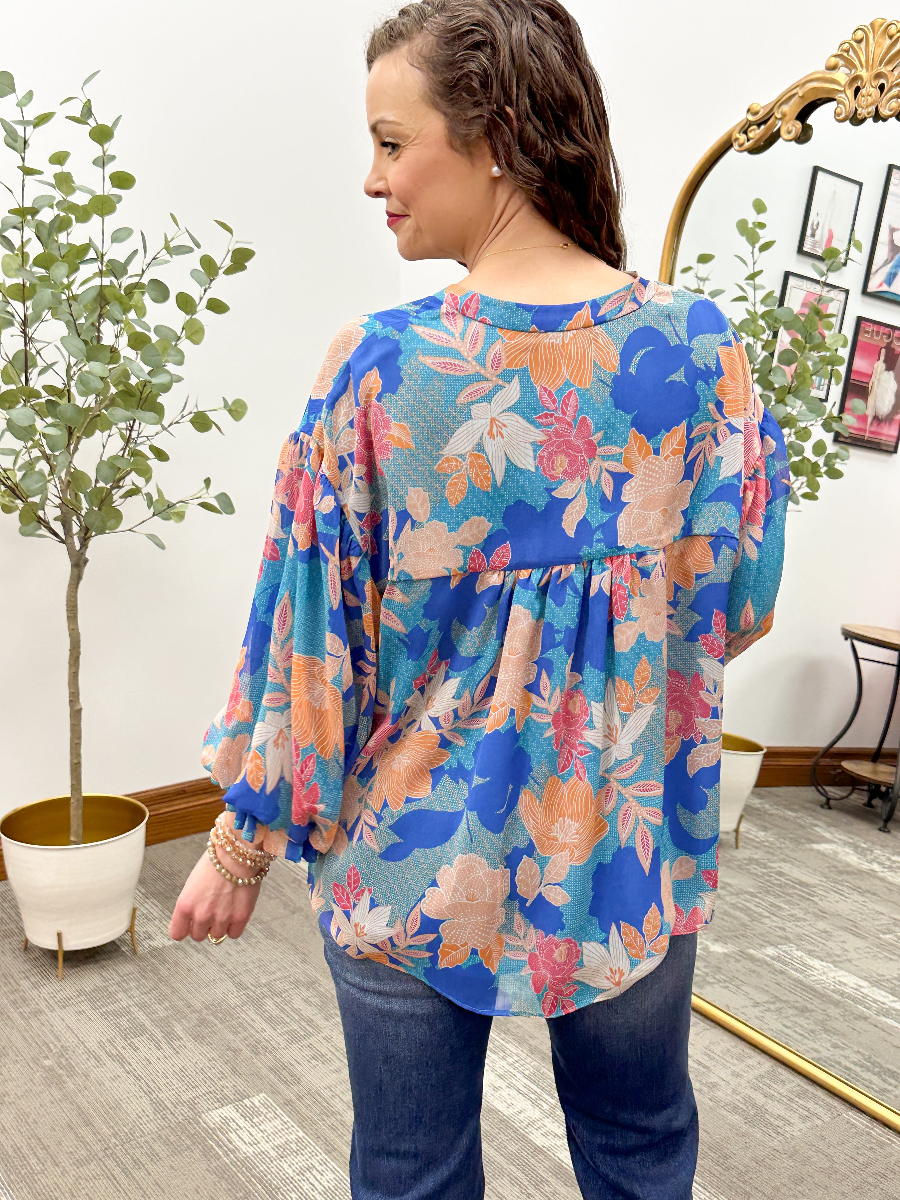 Emery Floral Balloon Sleeve Blouse