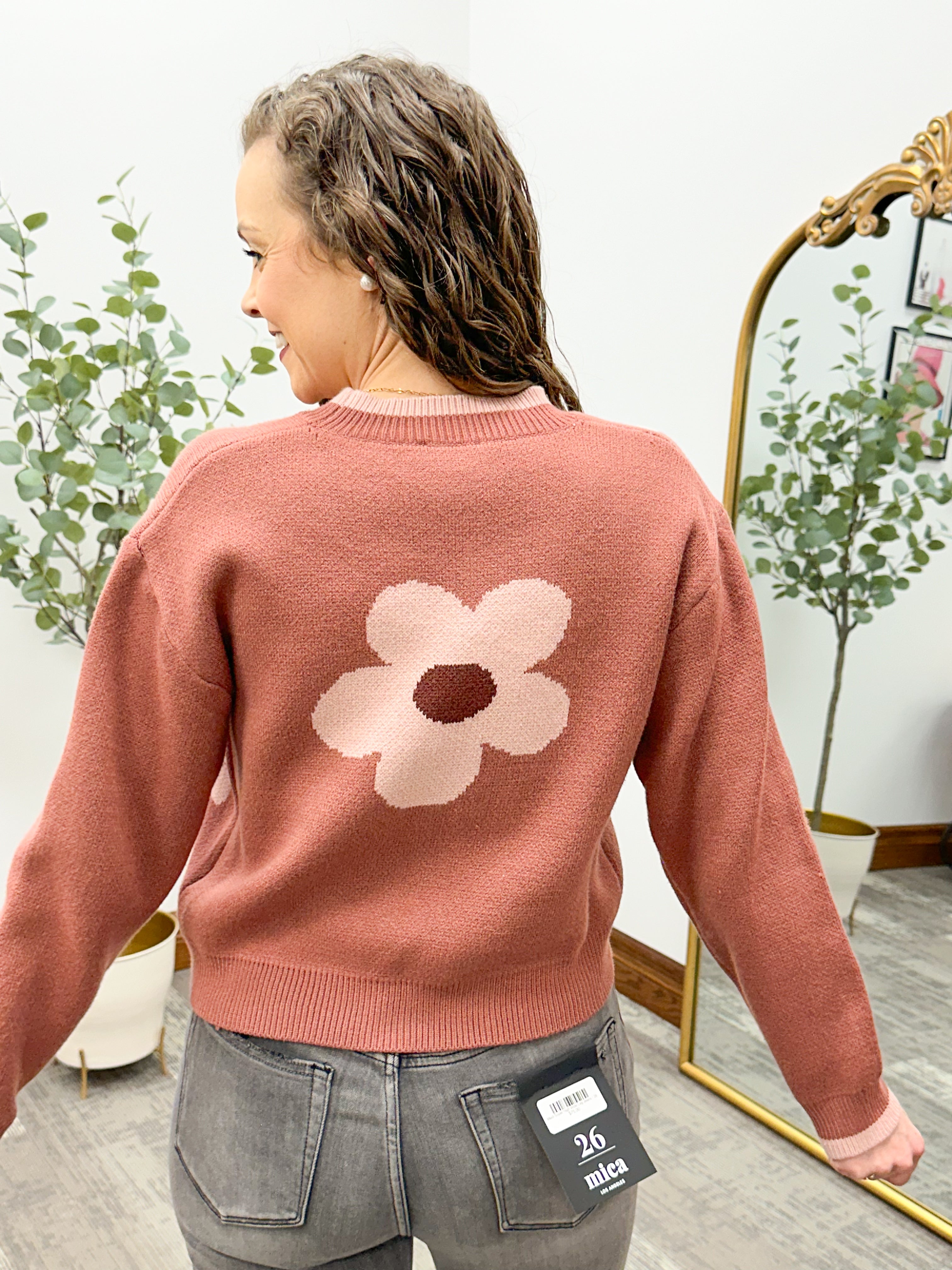 Margo Cropped Flower Cardigan