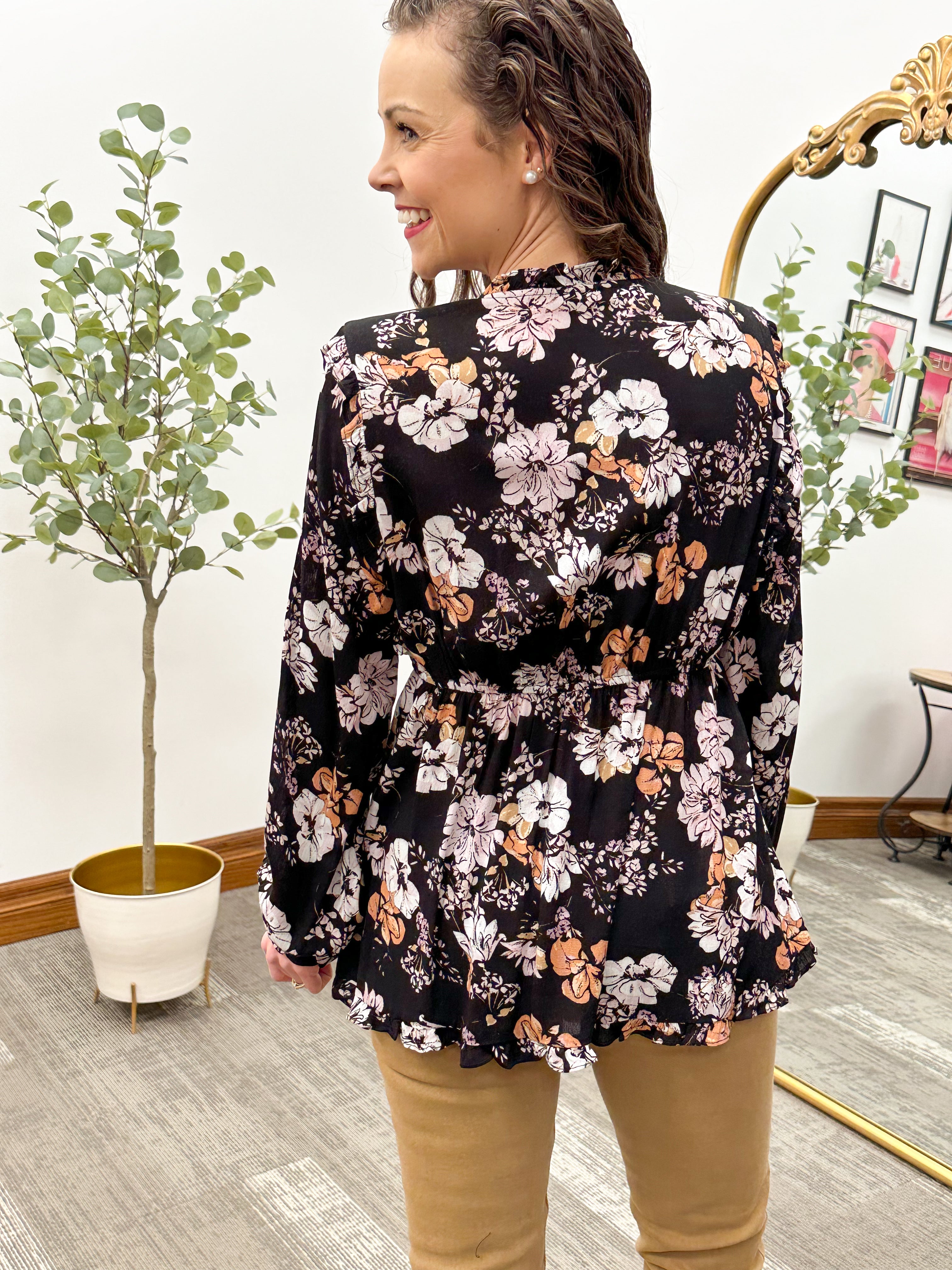 Sabrina Floral Ruffle Blouse