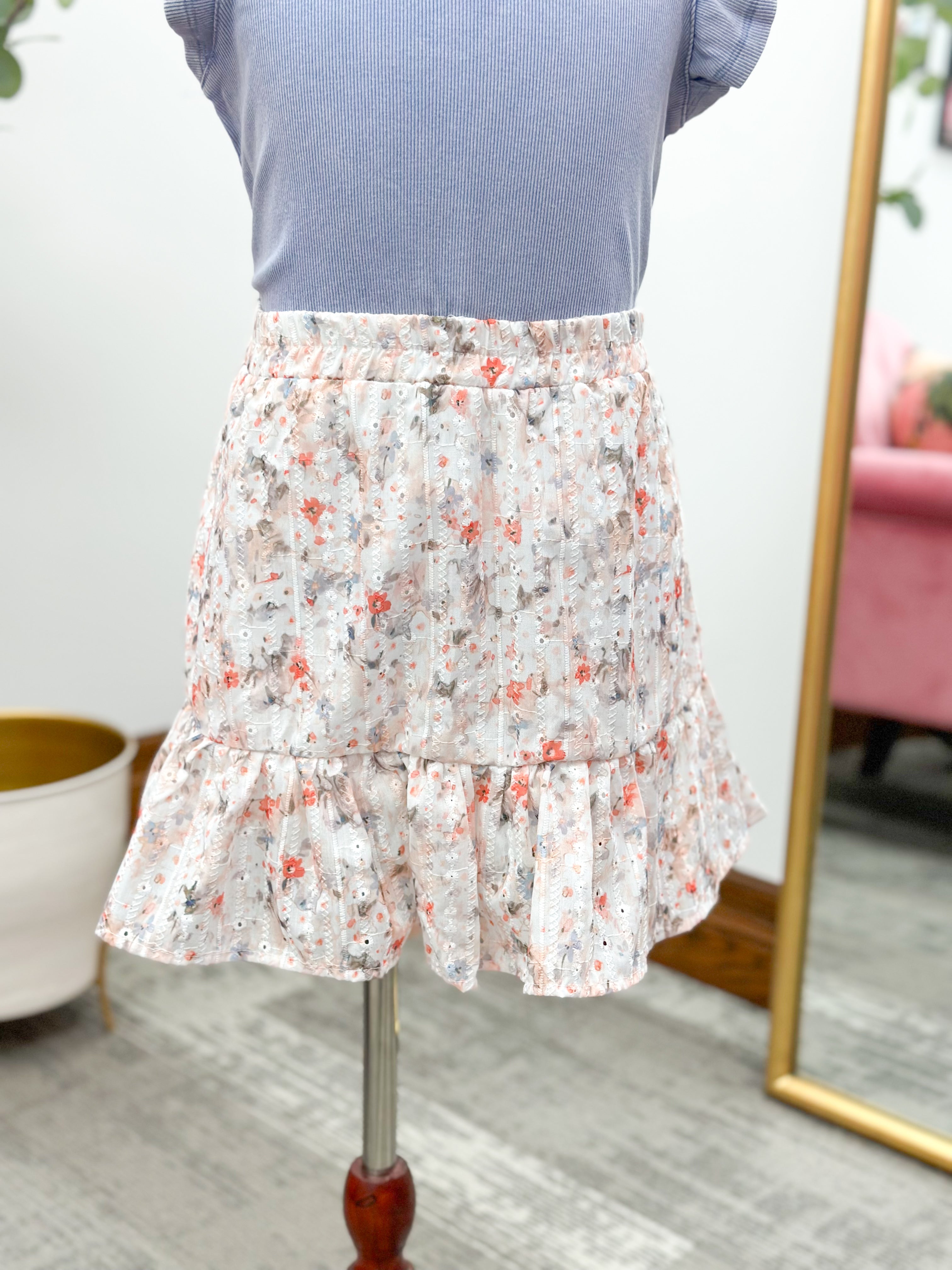 Girls Floral Print Skort