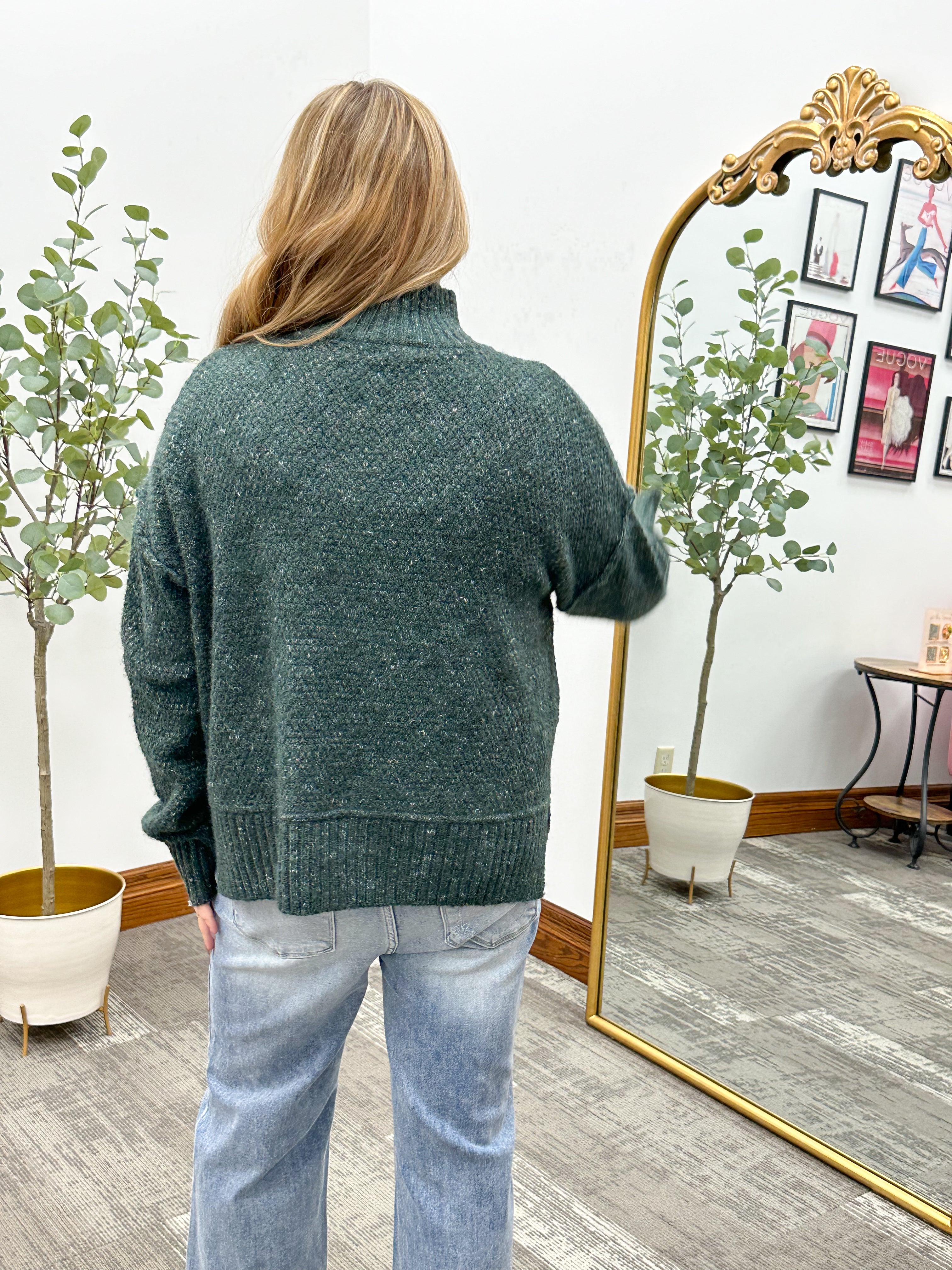 Cora Green Turtleneck Sweater