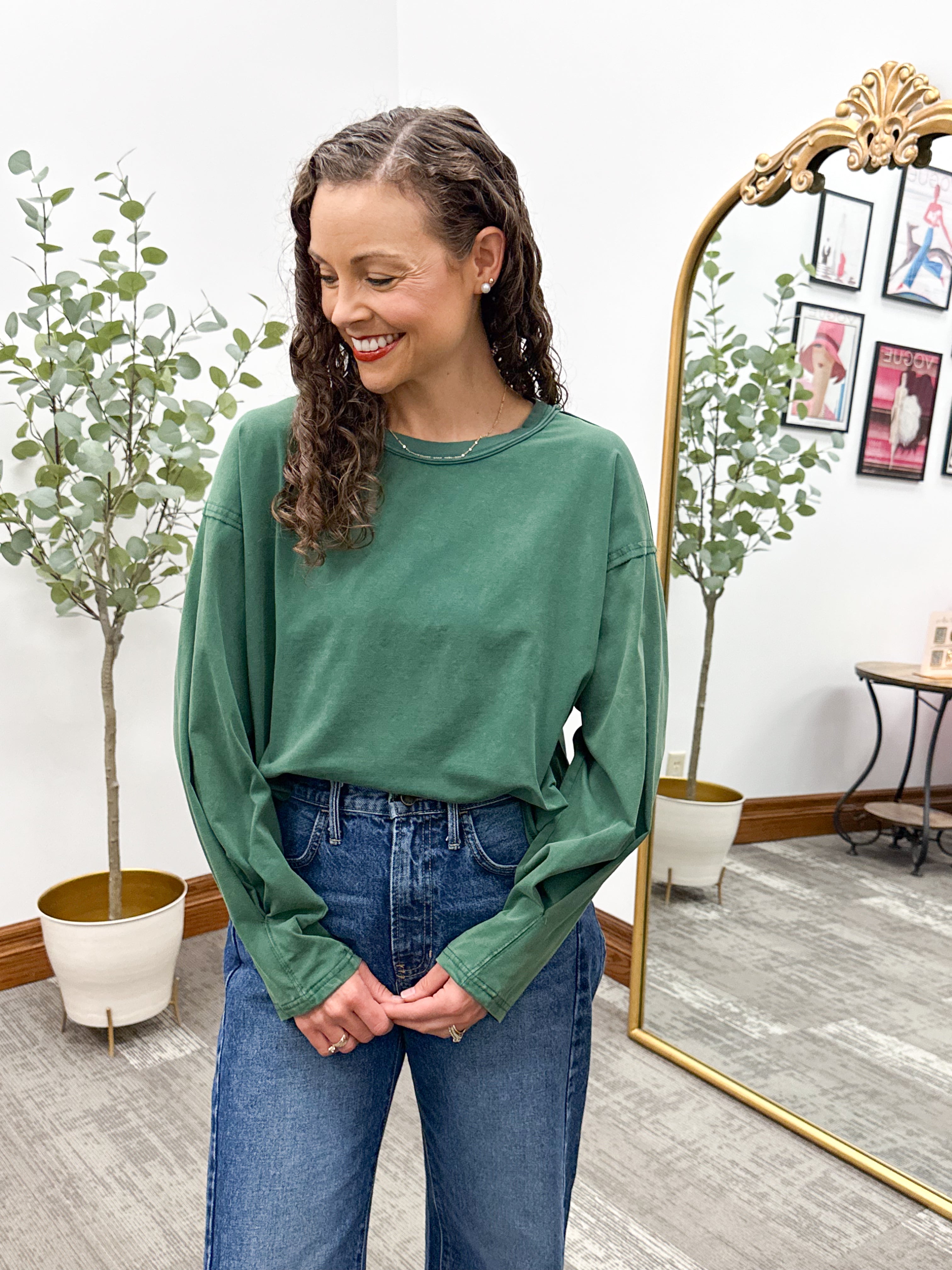 Cropped Oversized Long Sleeve Shirt
