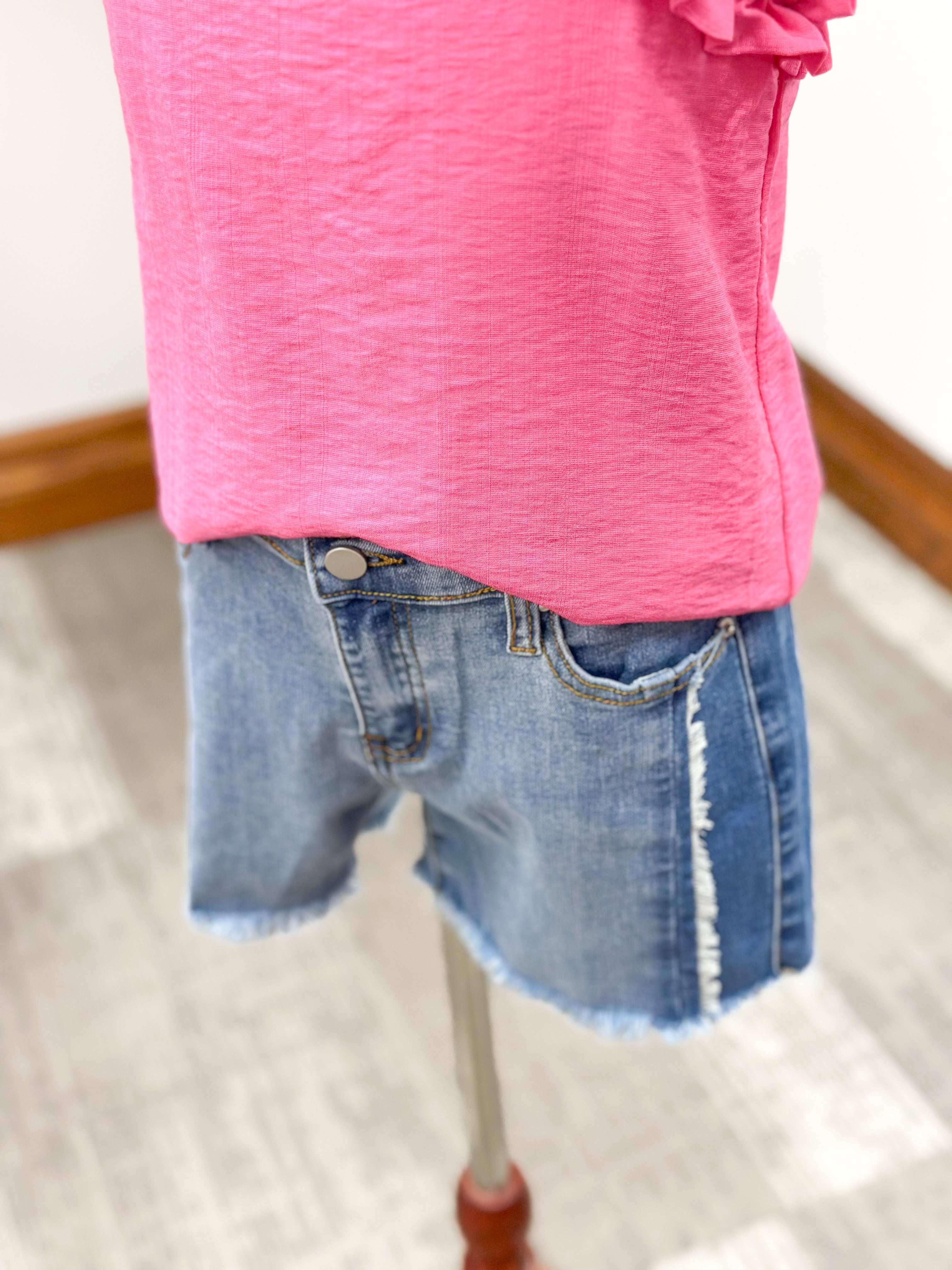 Girls Frayed Denim Shorts