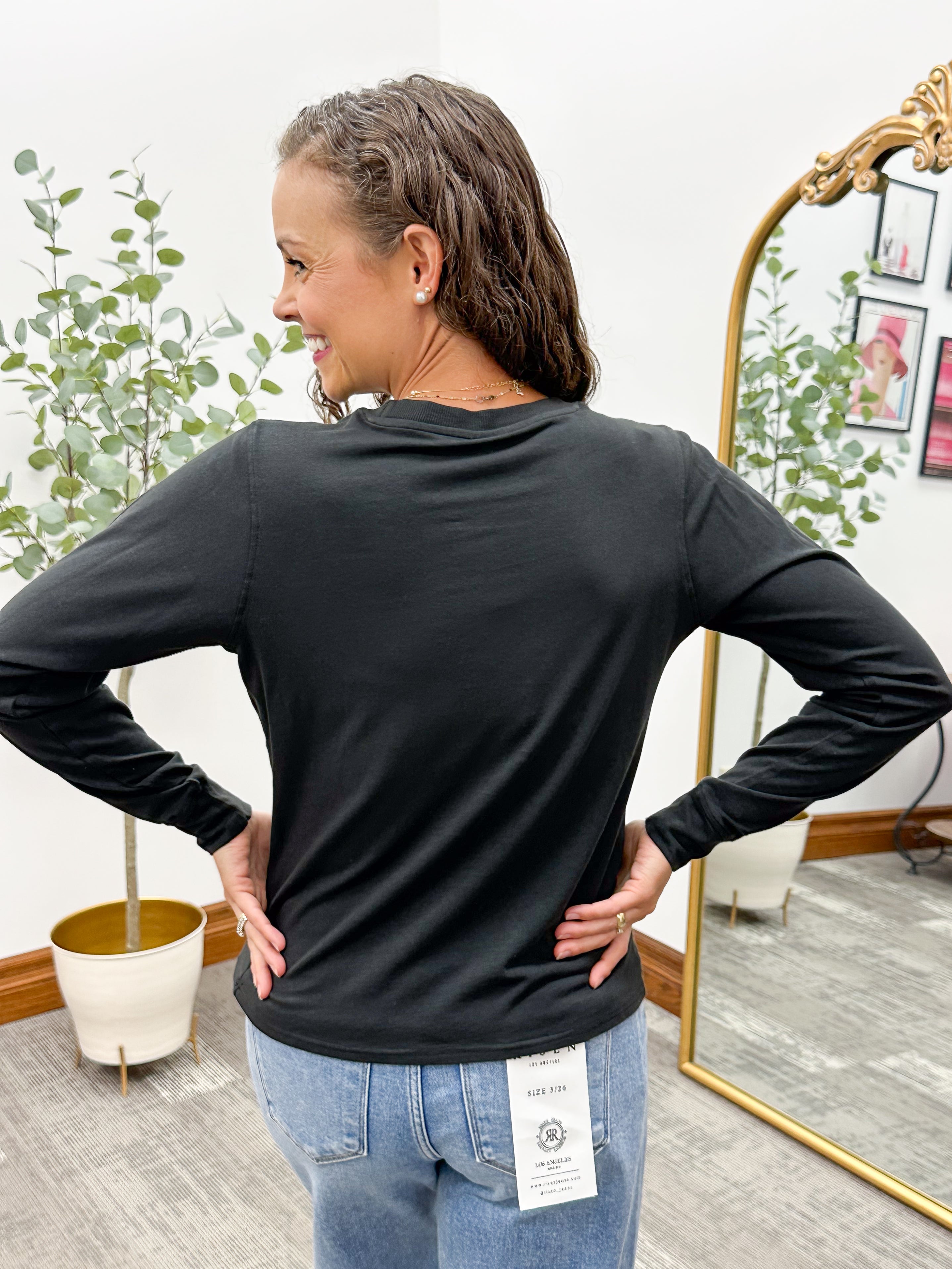 Stonewash Black Basic Long Sleeve Top