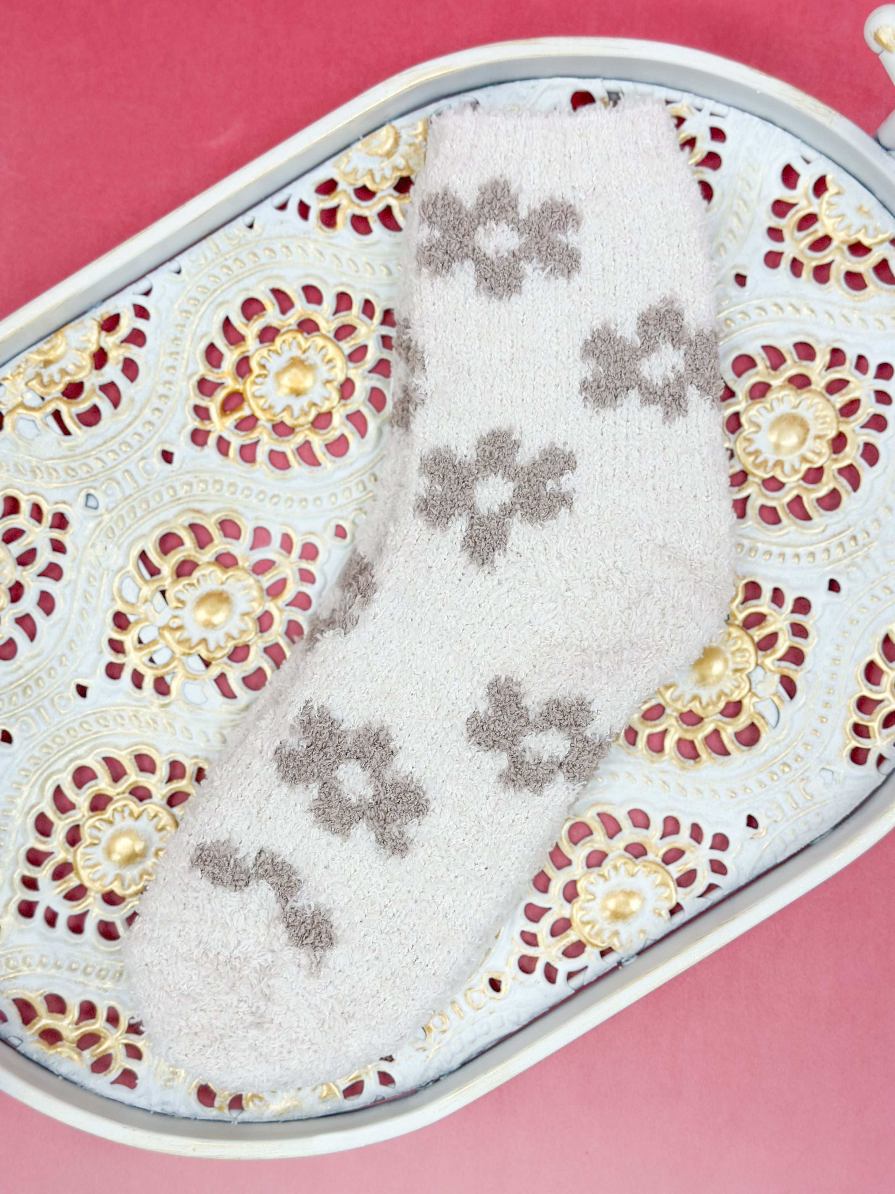 Soft Floral Slipper Socks