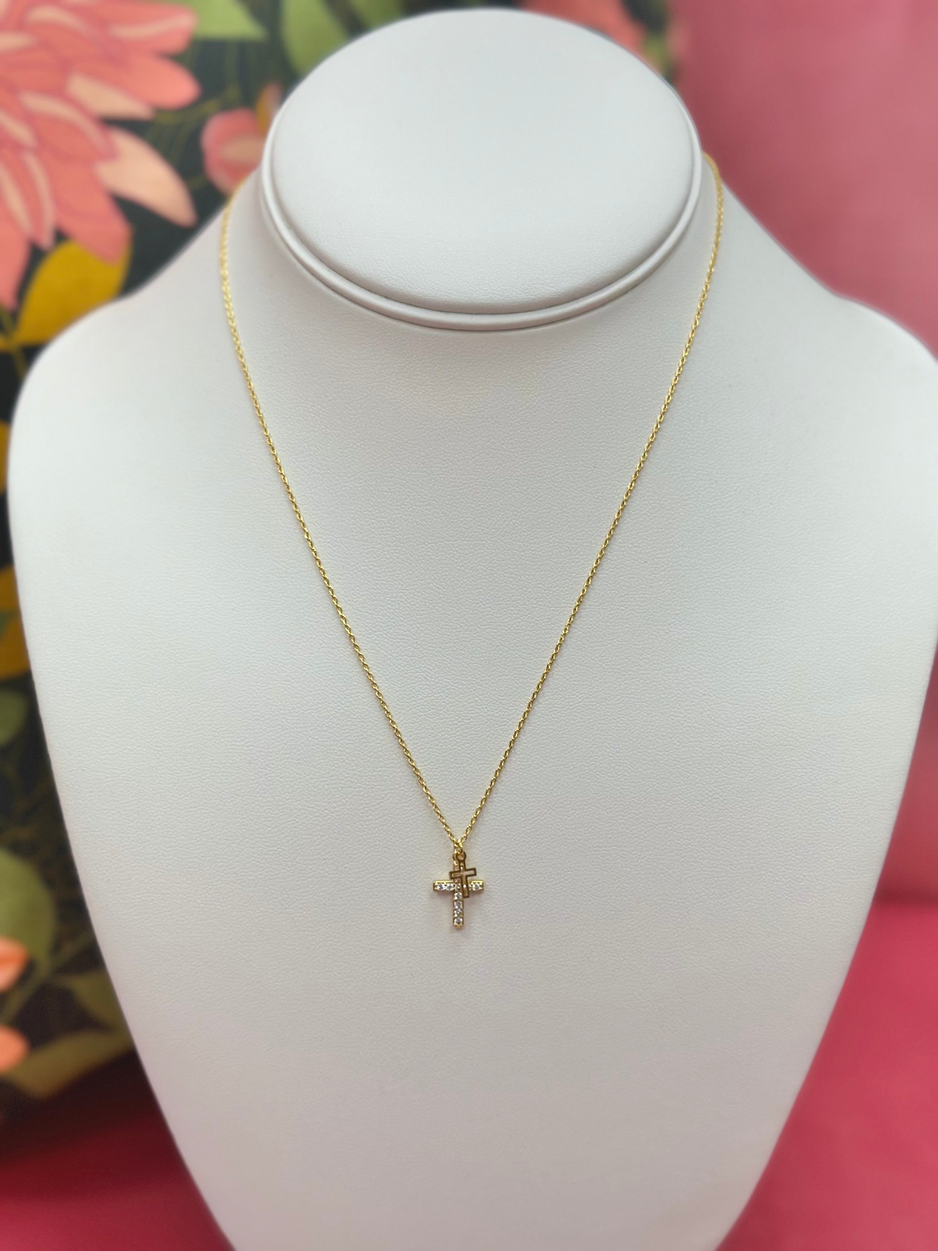 Double Cross Pendant Necklace