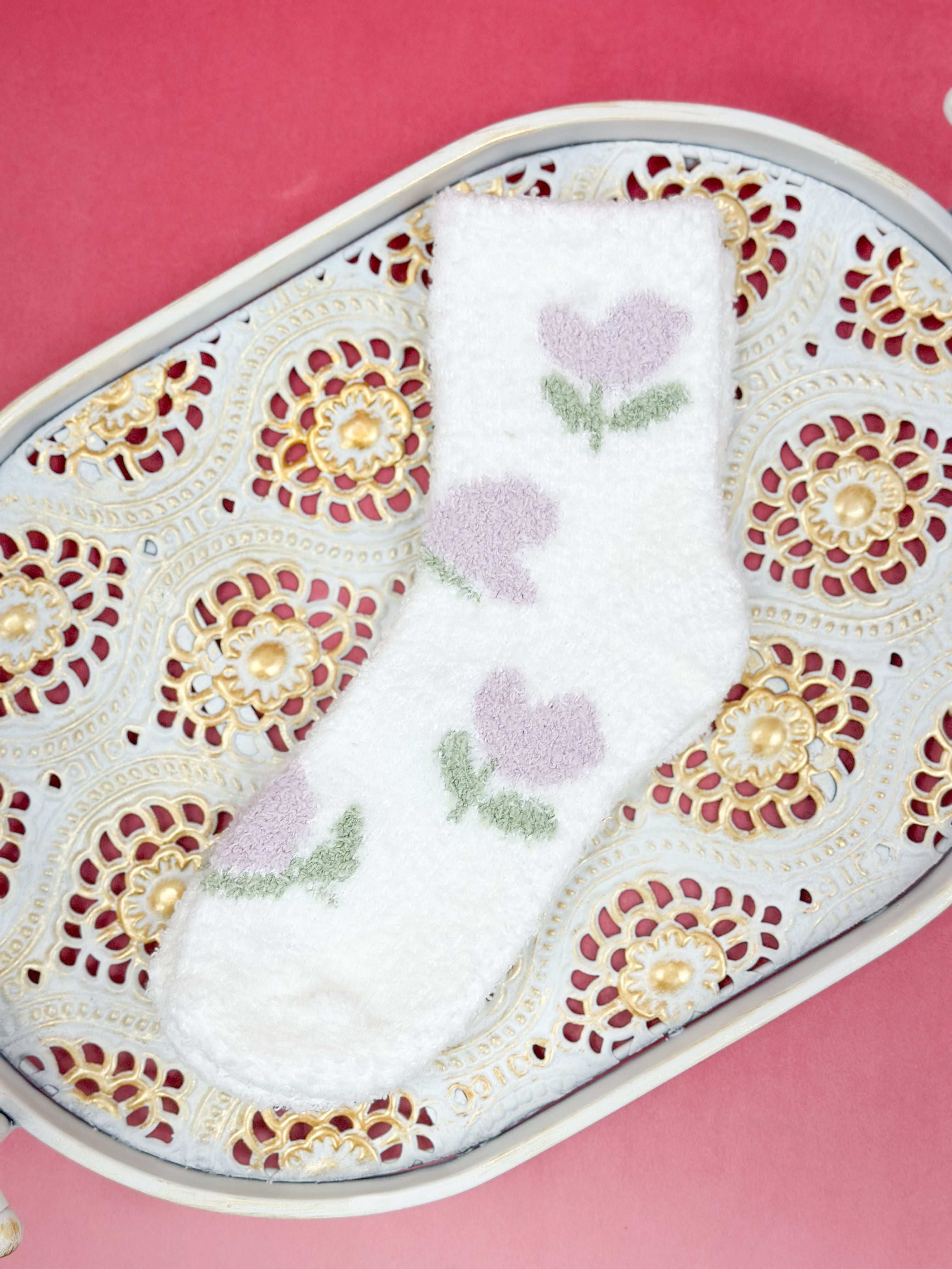 Soft Floral Slipper Socks