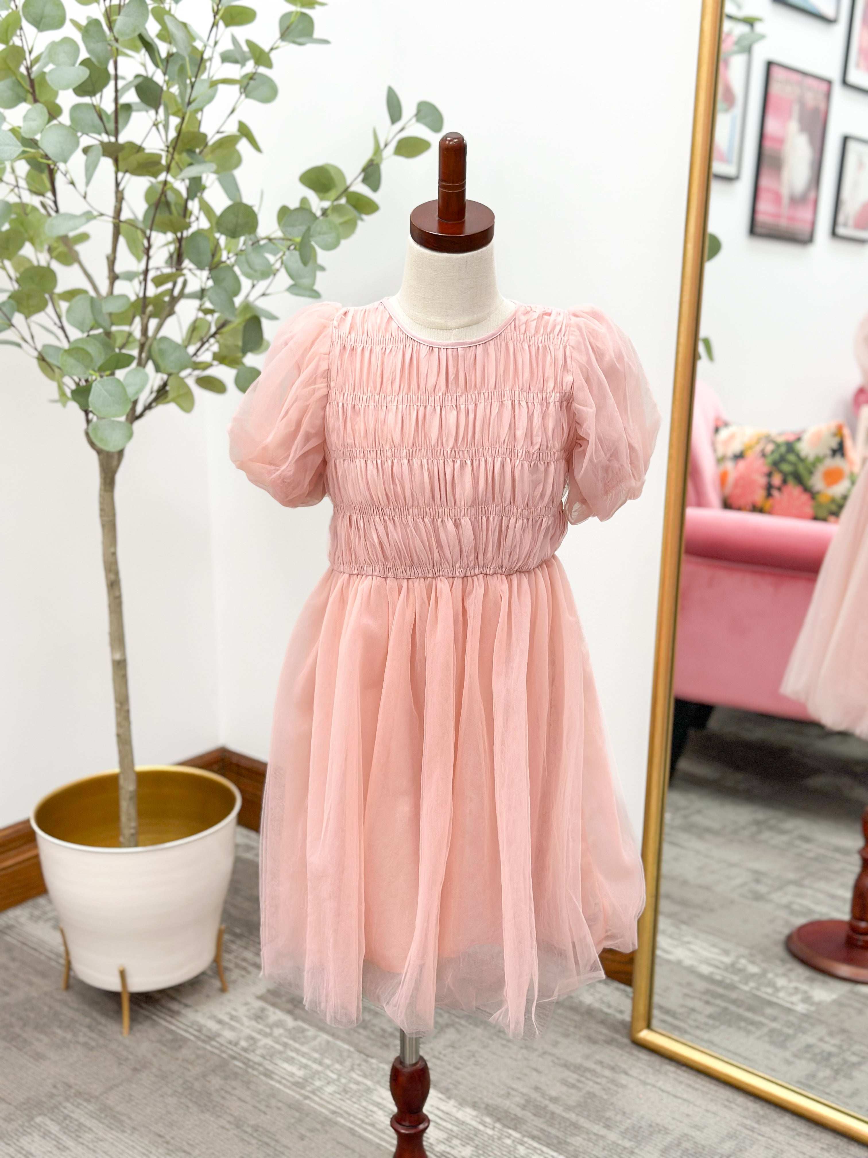 Girls Blush Pink Tulle Dress