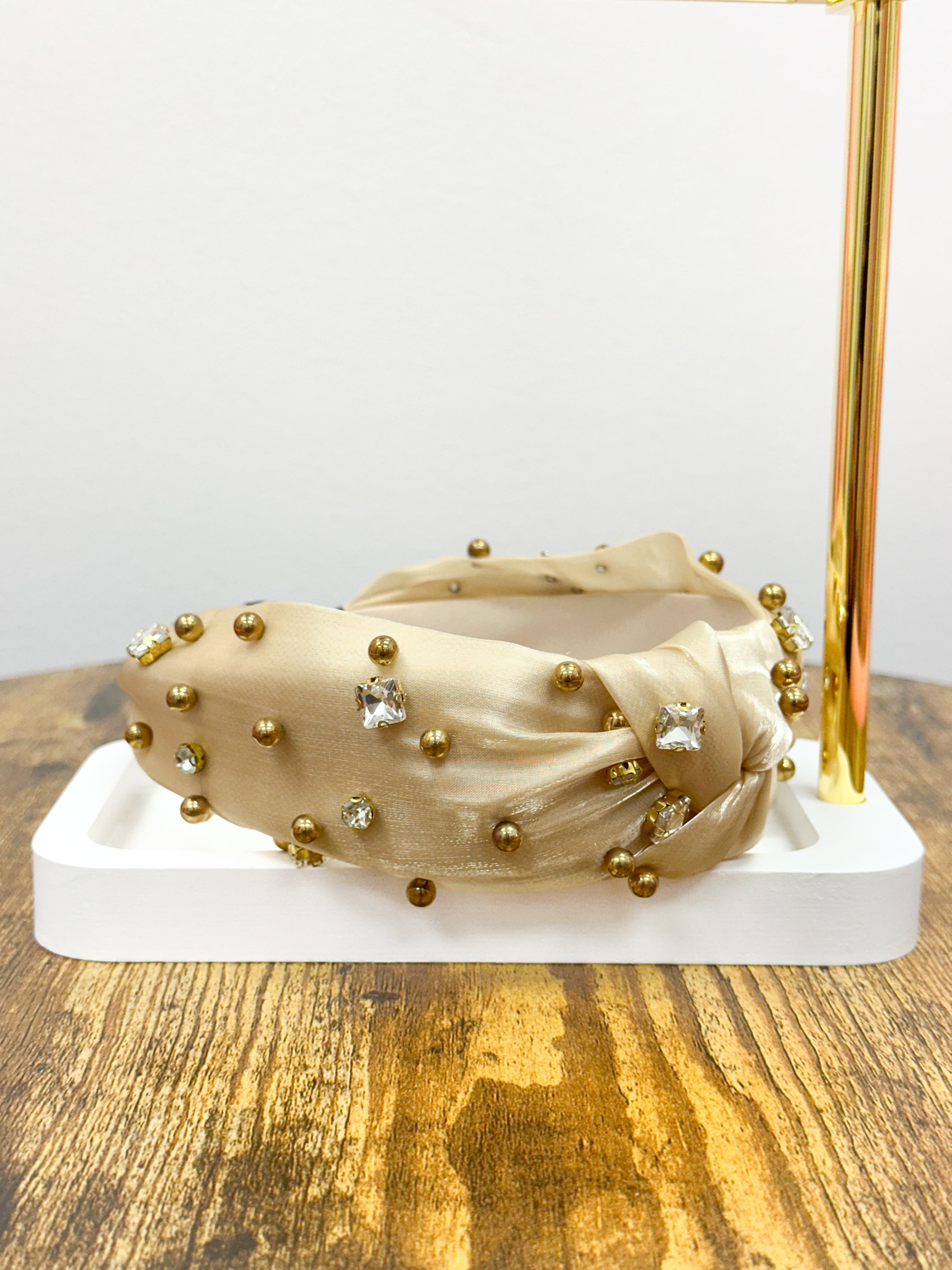 Gems & Gold Pearls Knot Headband