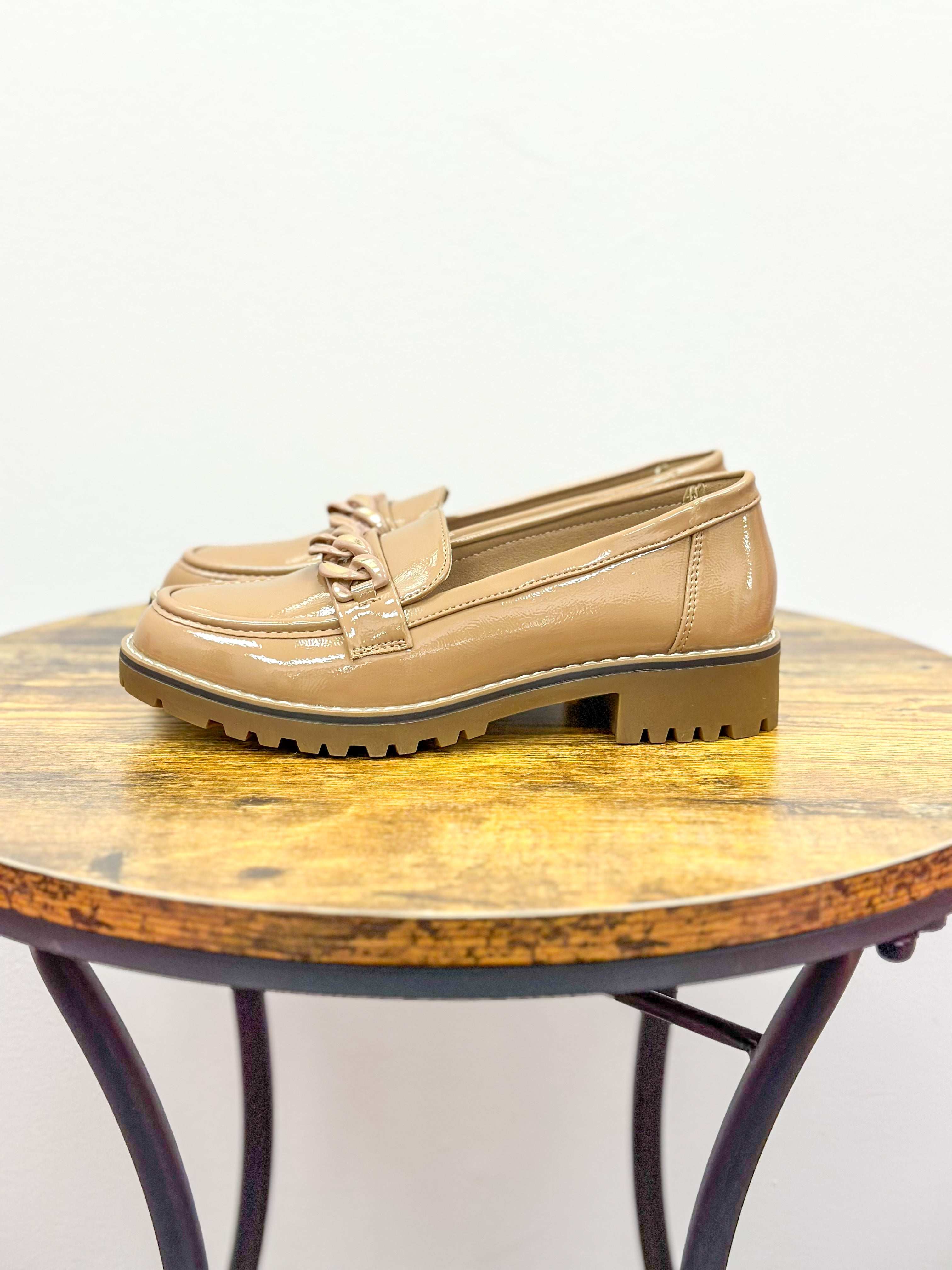 Tan Patent Leather Loafers