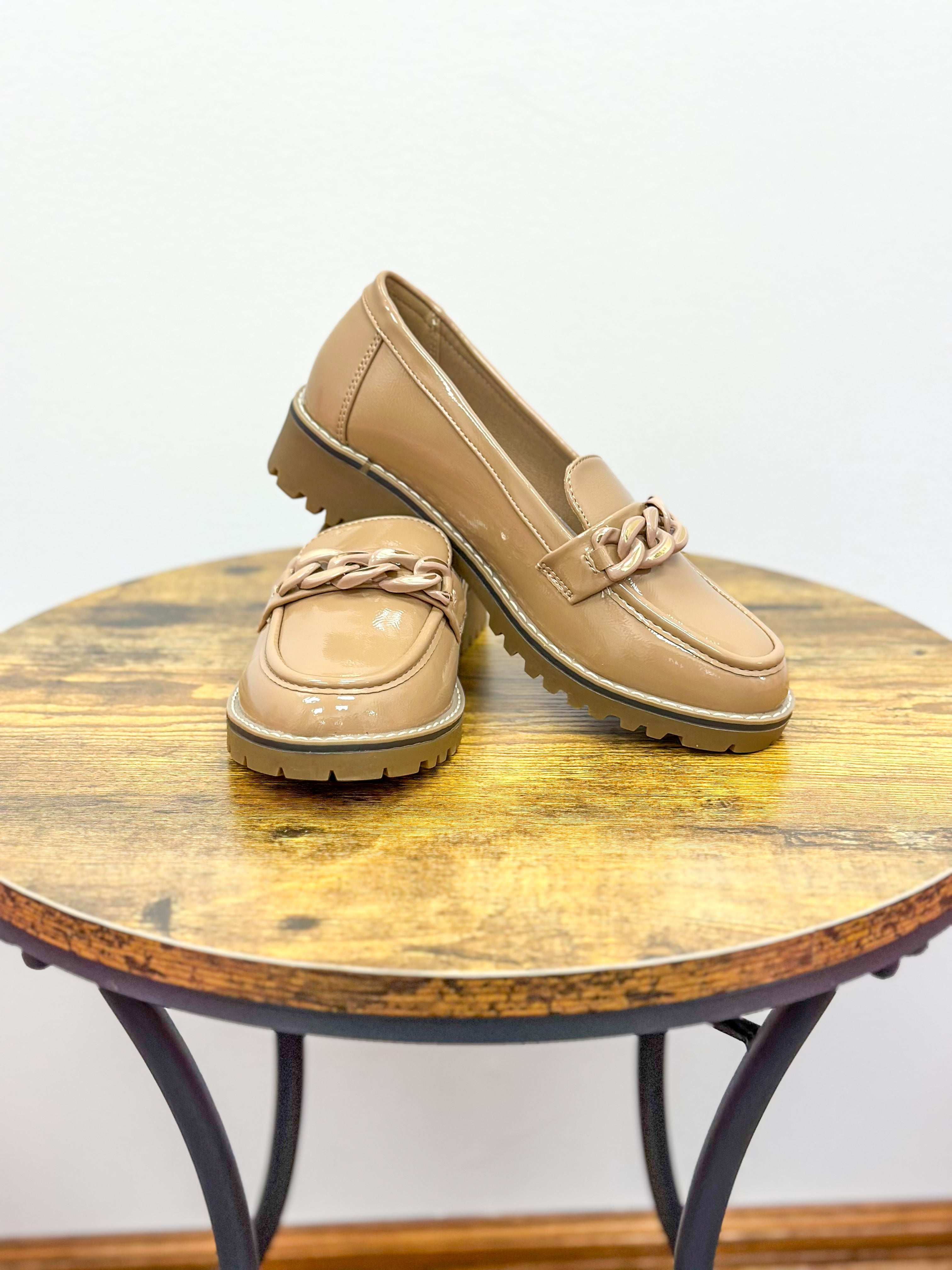 Tan Patent Leather Loafers