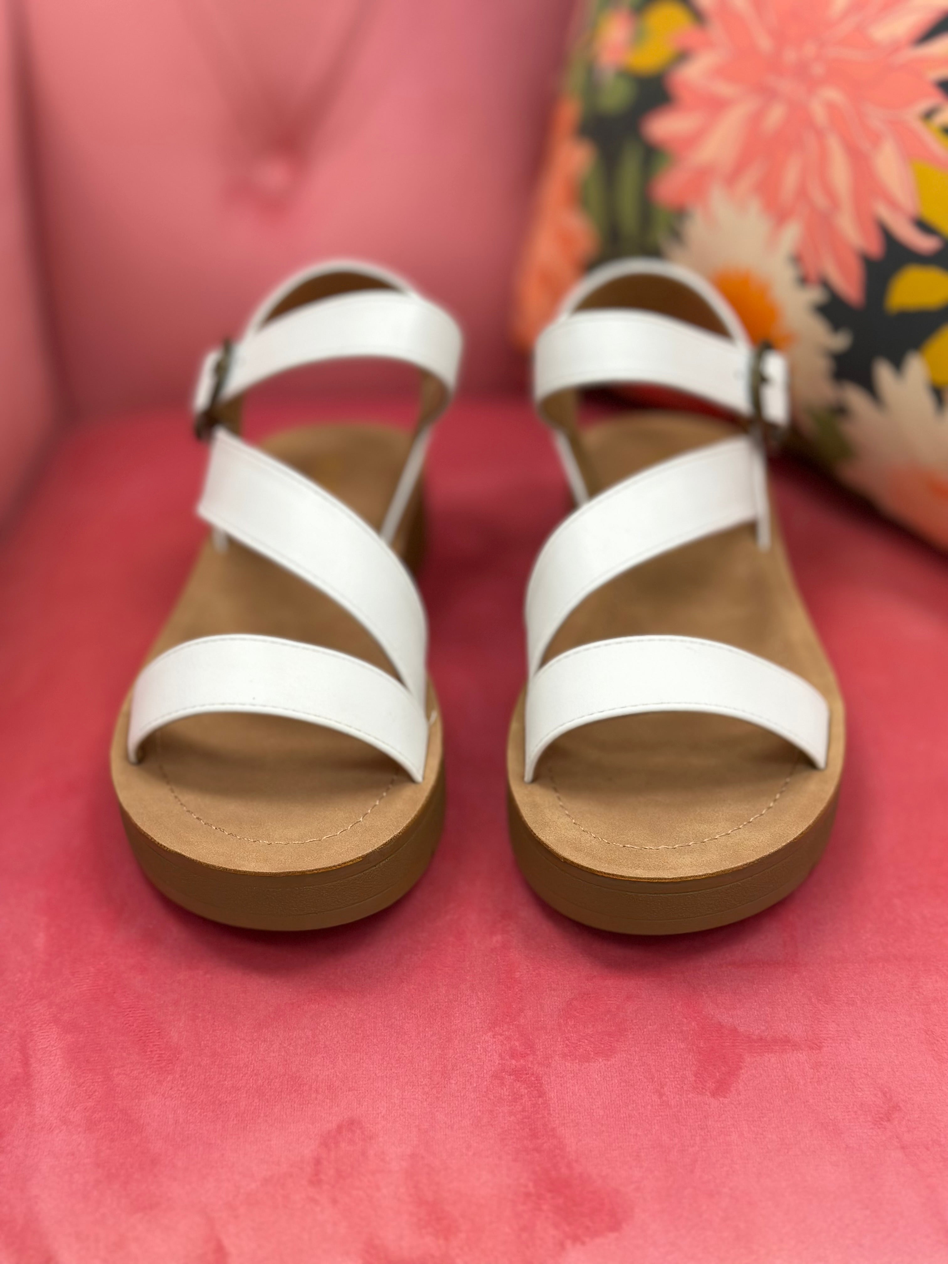 Hannah White Strappy Sandals