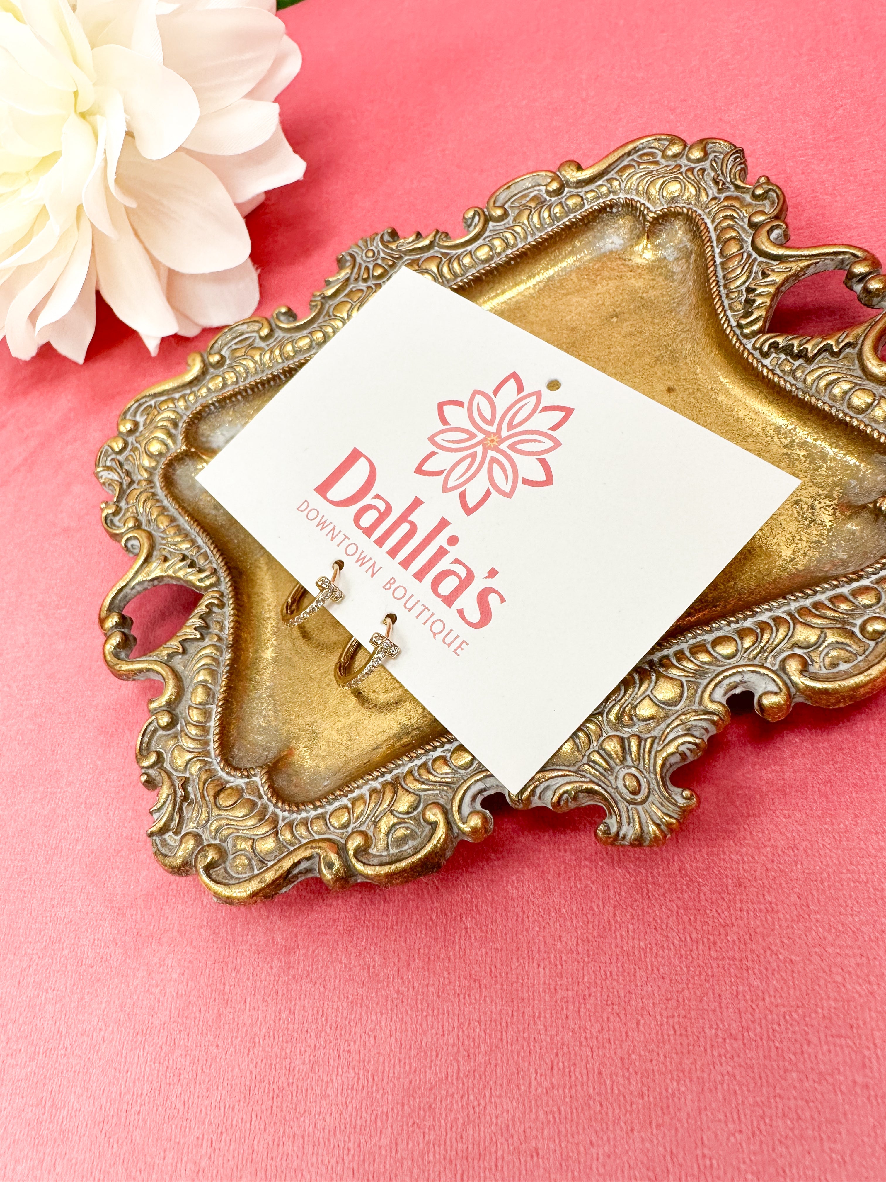 Gold Dipped CZ Small Hoop Earrings