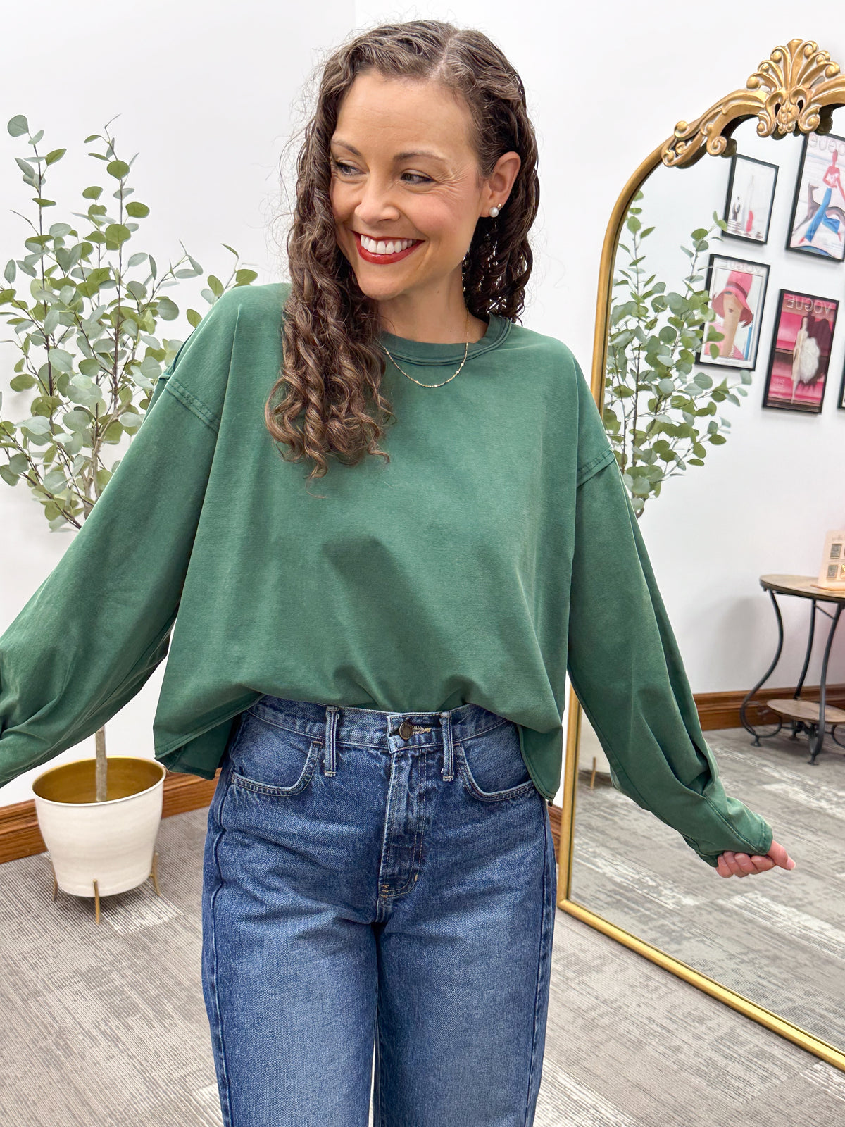 Cropped Oversized Long Sleeve Shirt