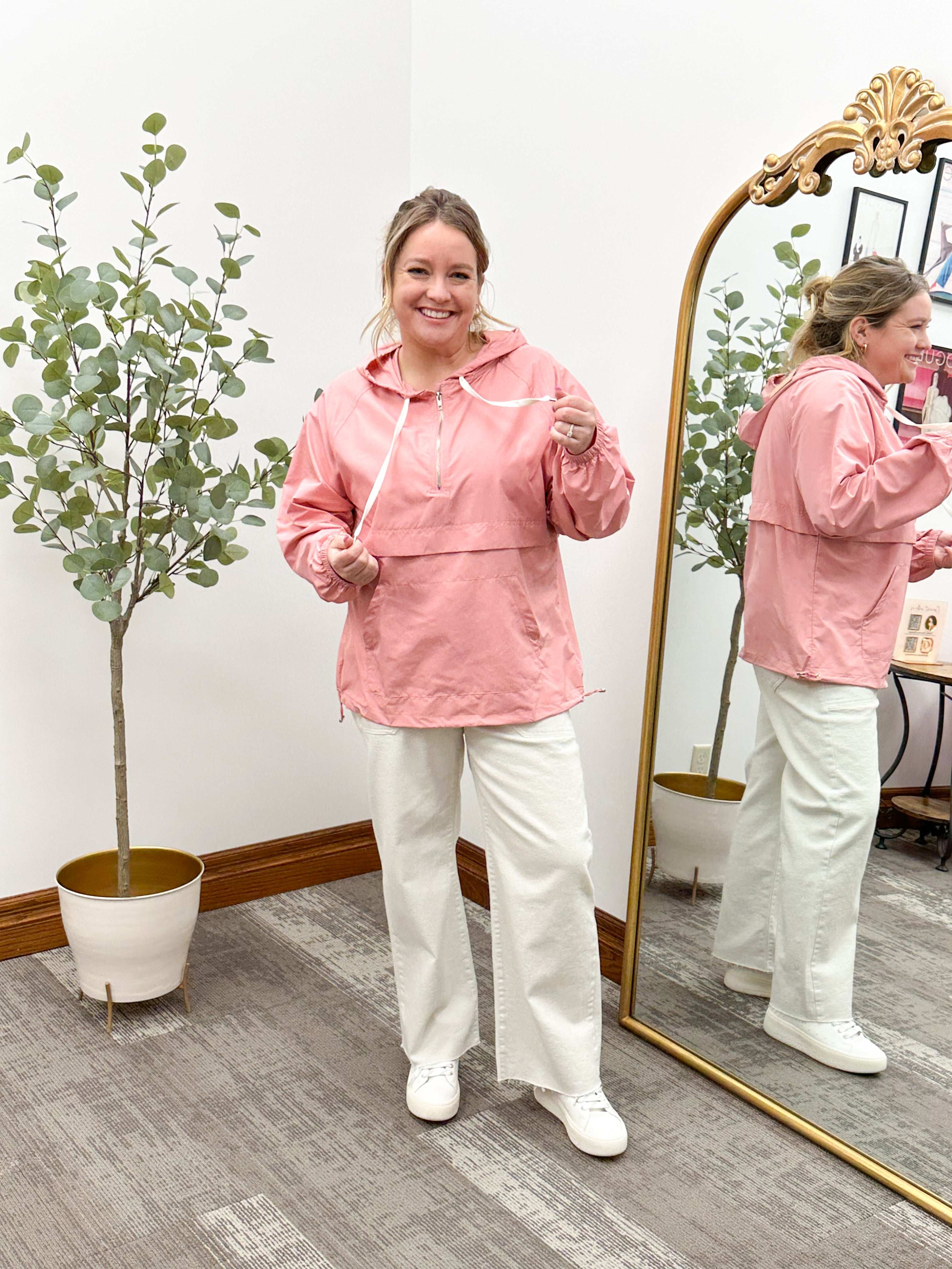 CeCe 1/2 Zip Hooded Windbreaker