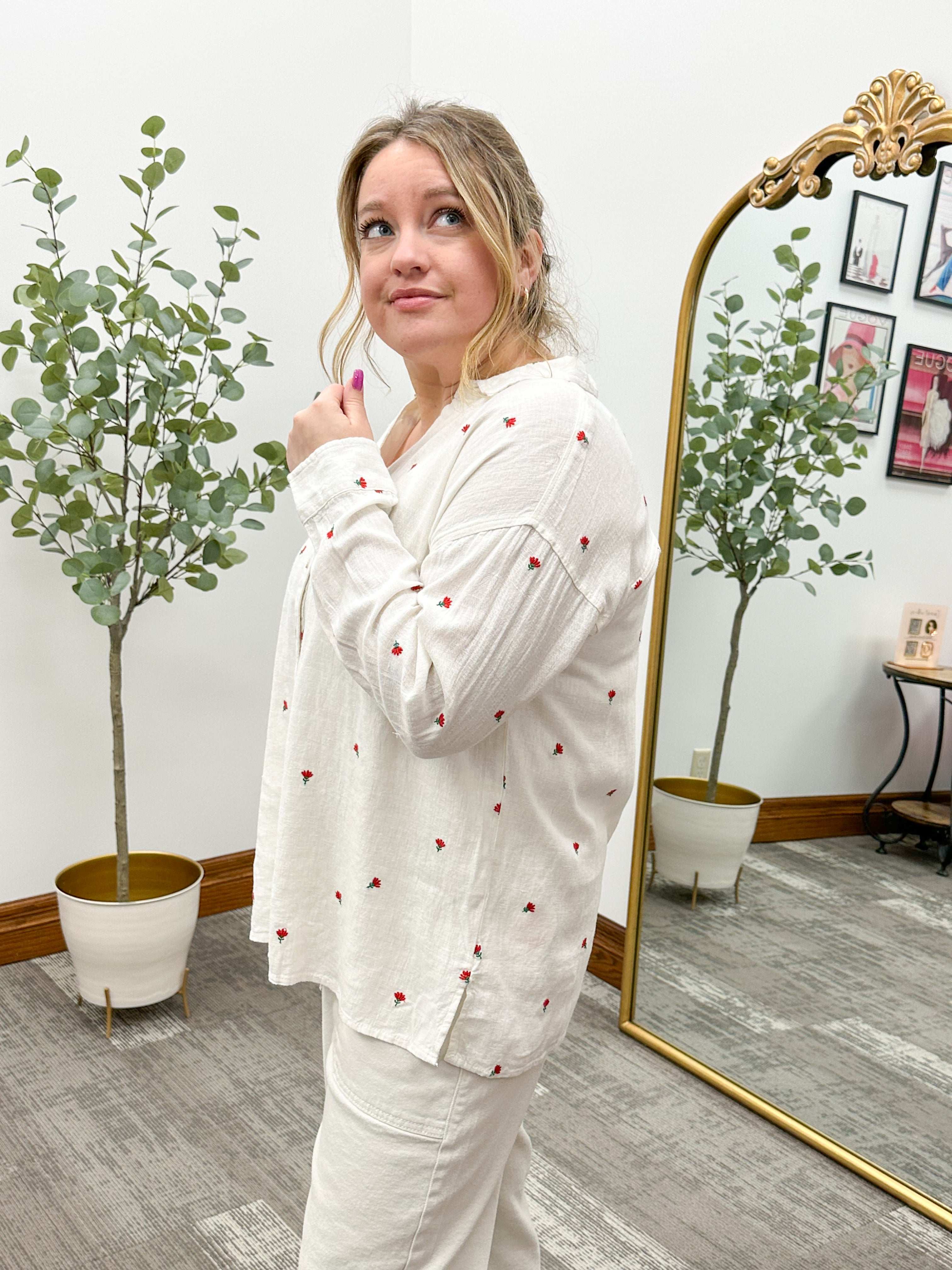 Vena Floral Embroidered Shirt