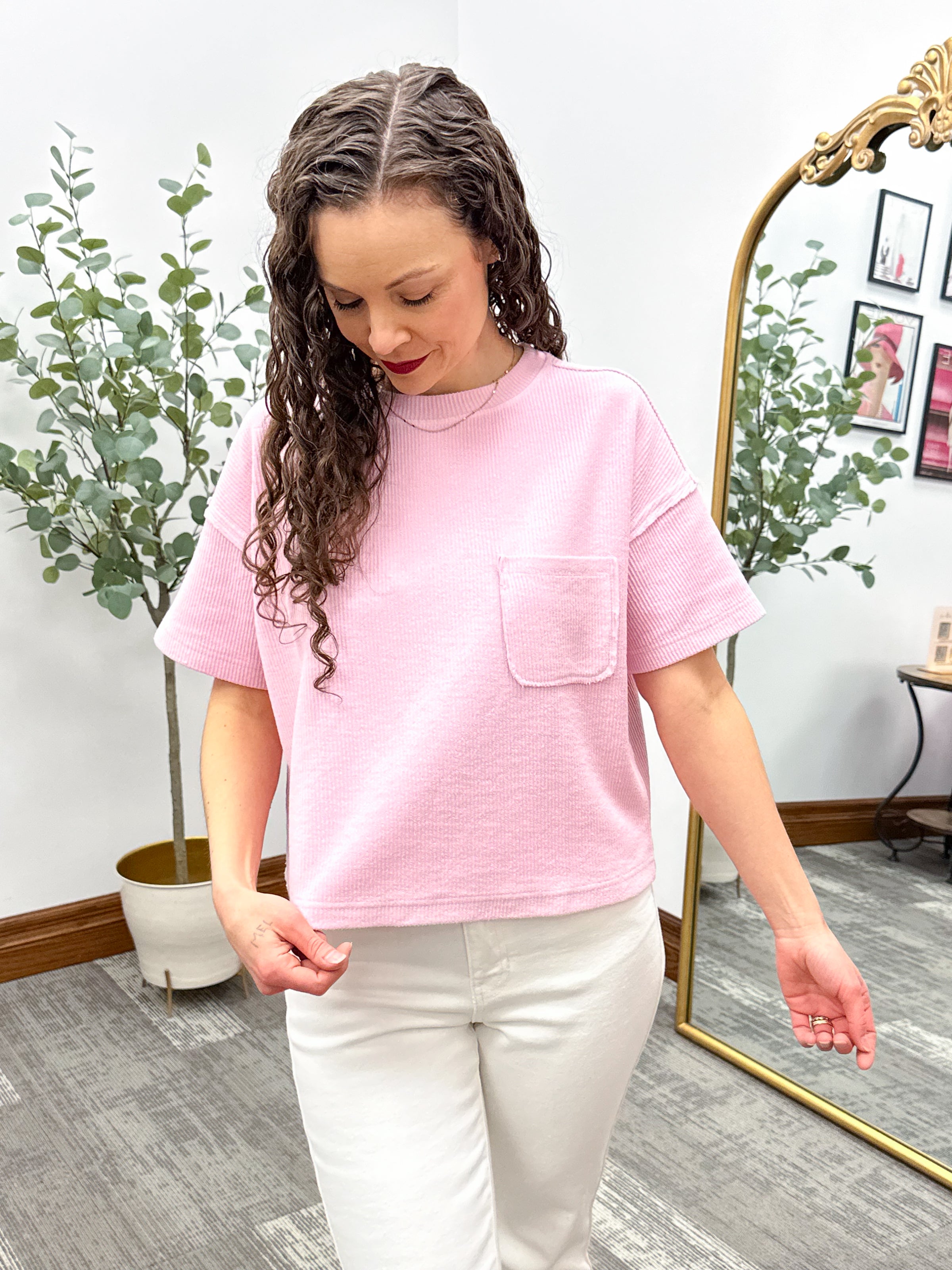 Ribbed Short Sleeve Top