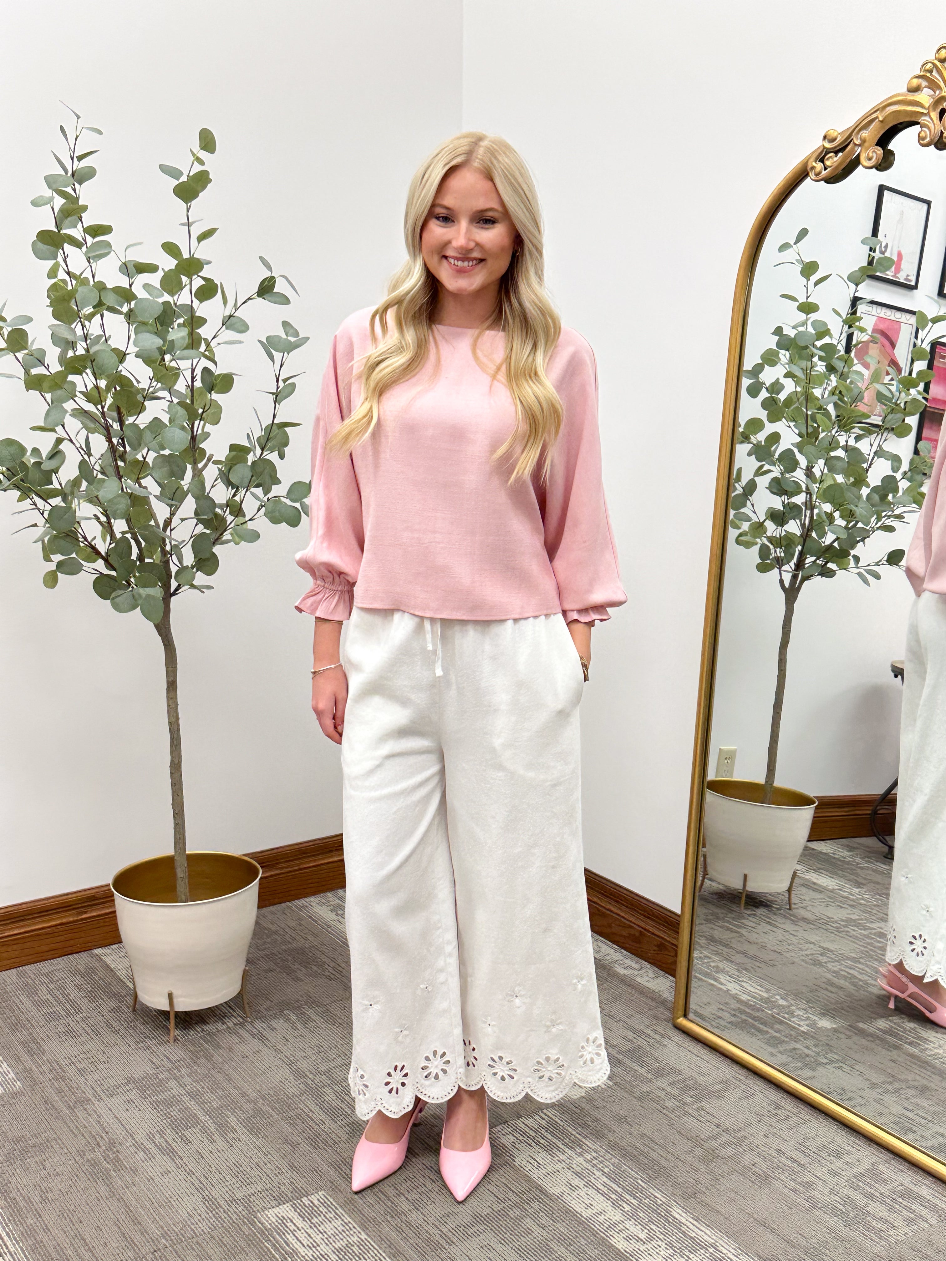White Wide Leg Culotte Pants