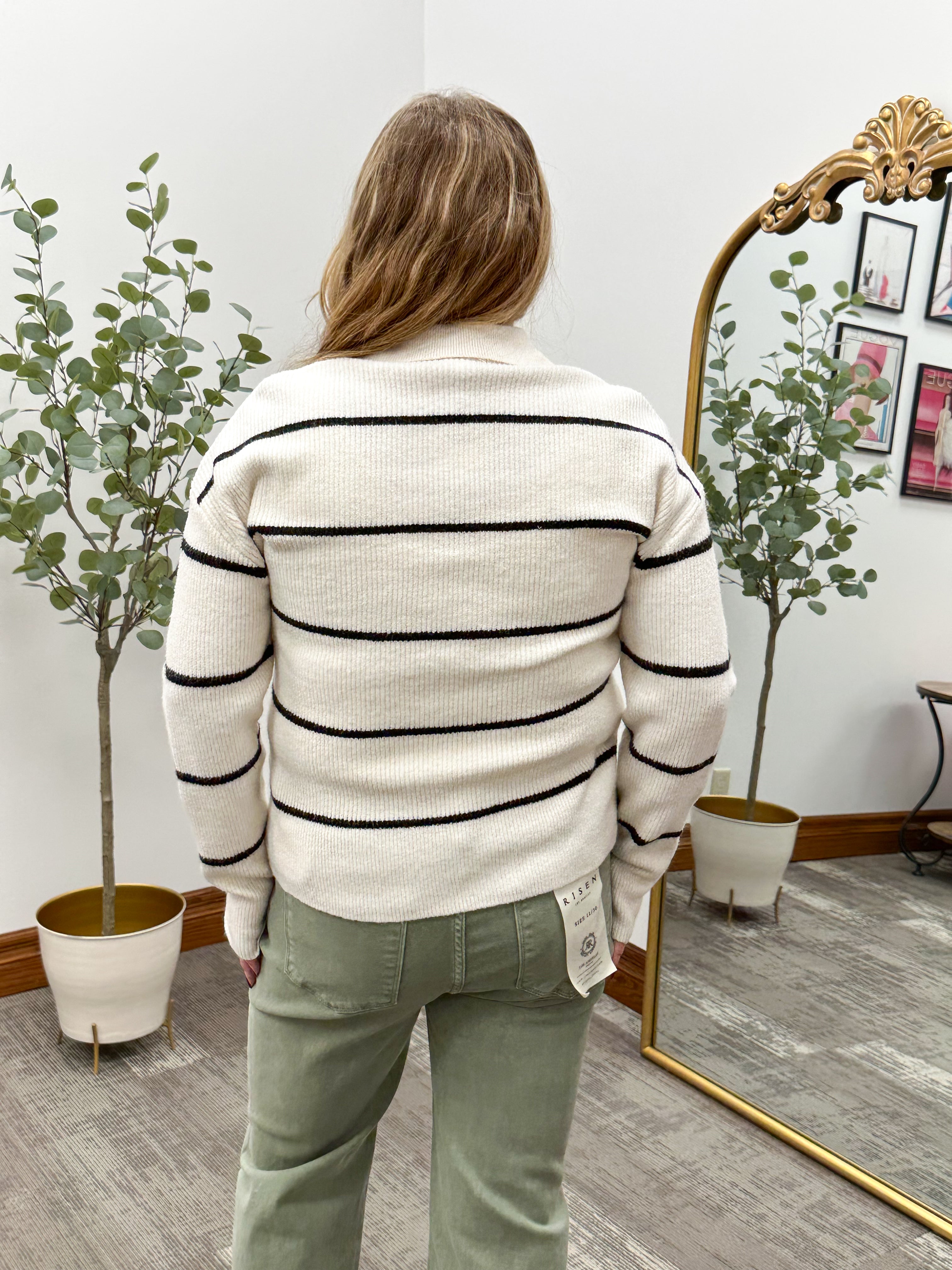 Lorna Striped Collared Sweater