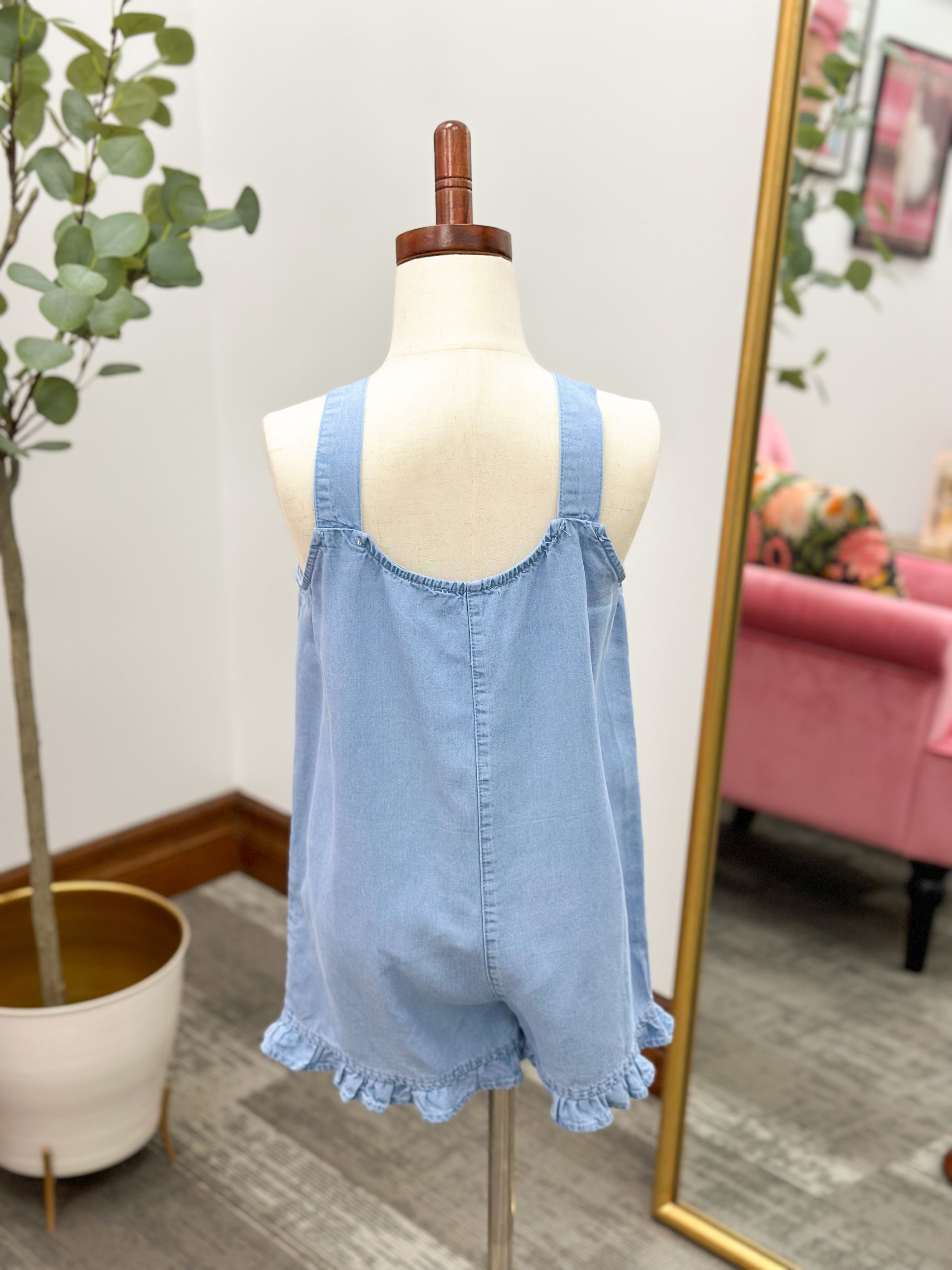 Girls Tencel Ruffle Hem Romper