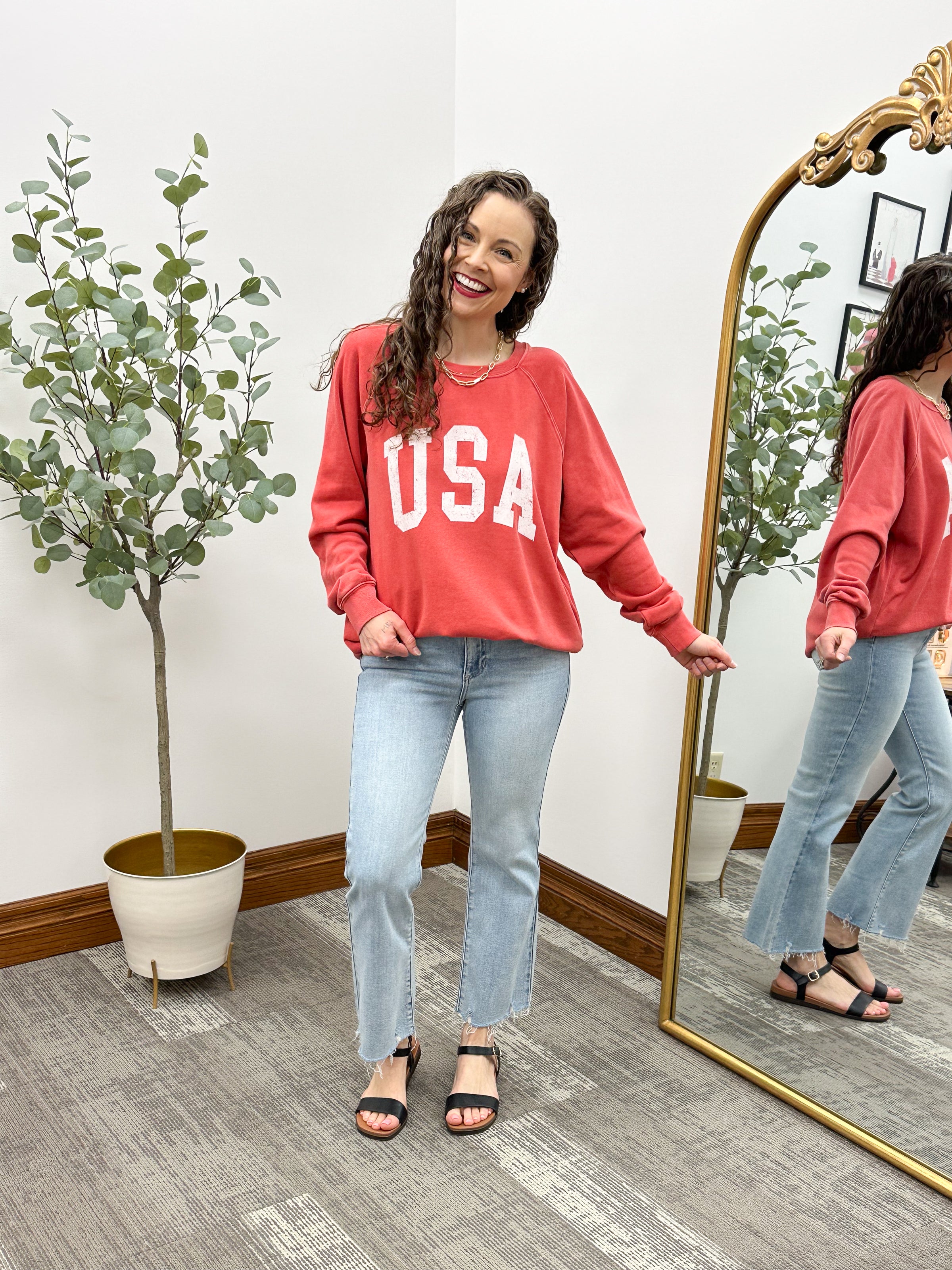 Oversized Red USA Sweatshirt