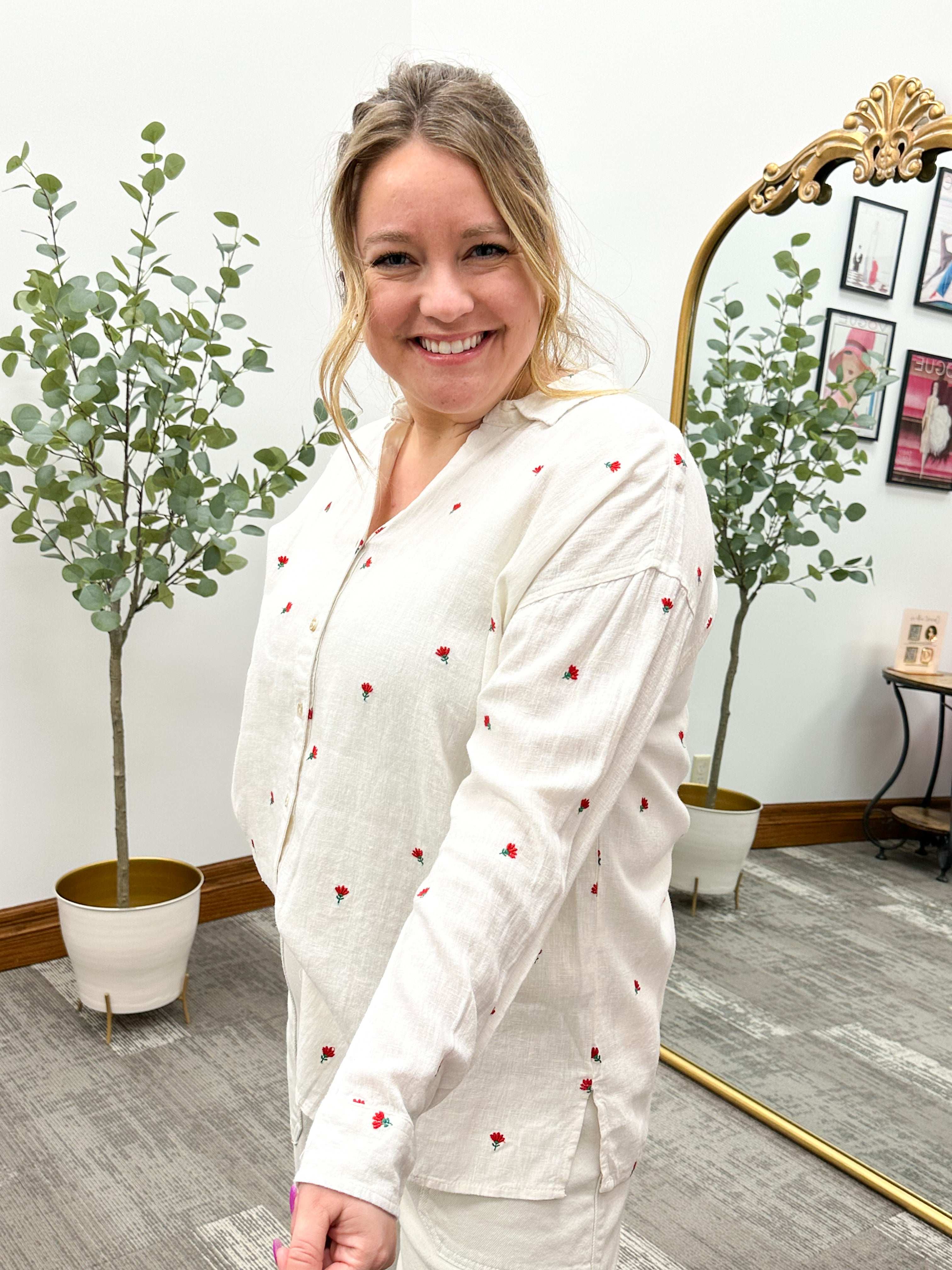Vena Floral Embroidered Shirt