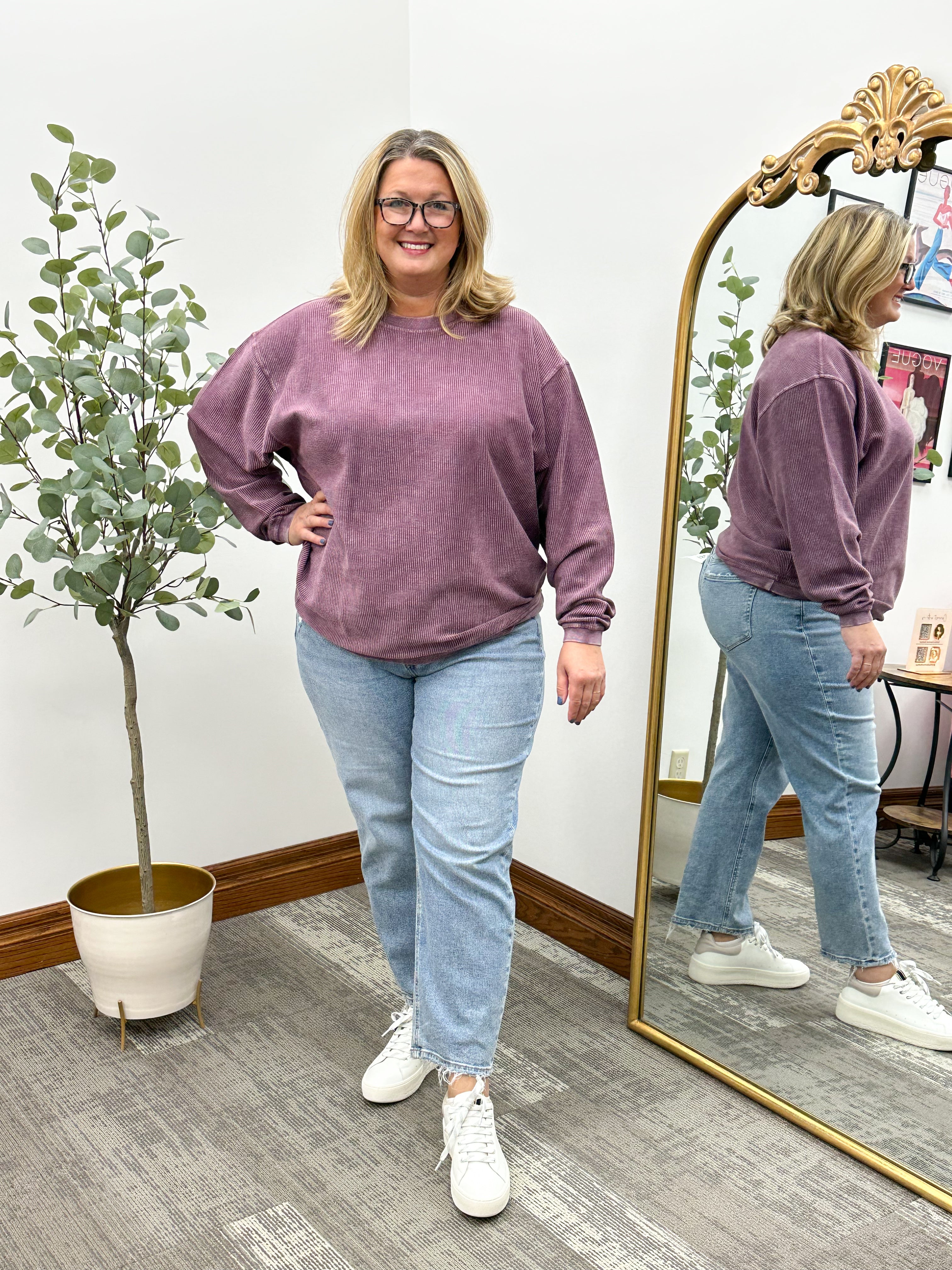 Tabitha Oversized Corded Crewneck Sweatshirt