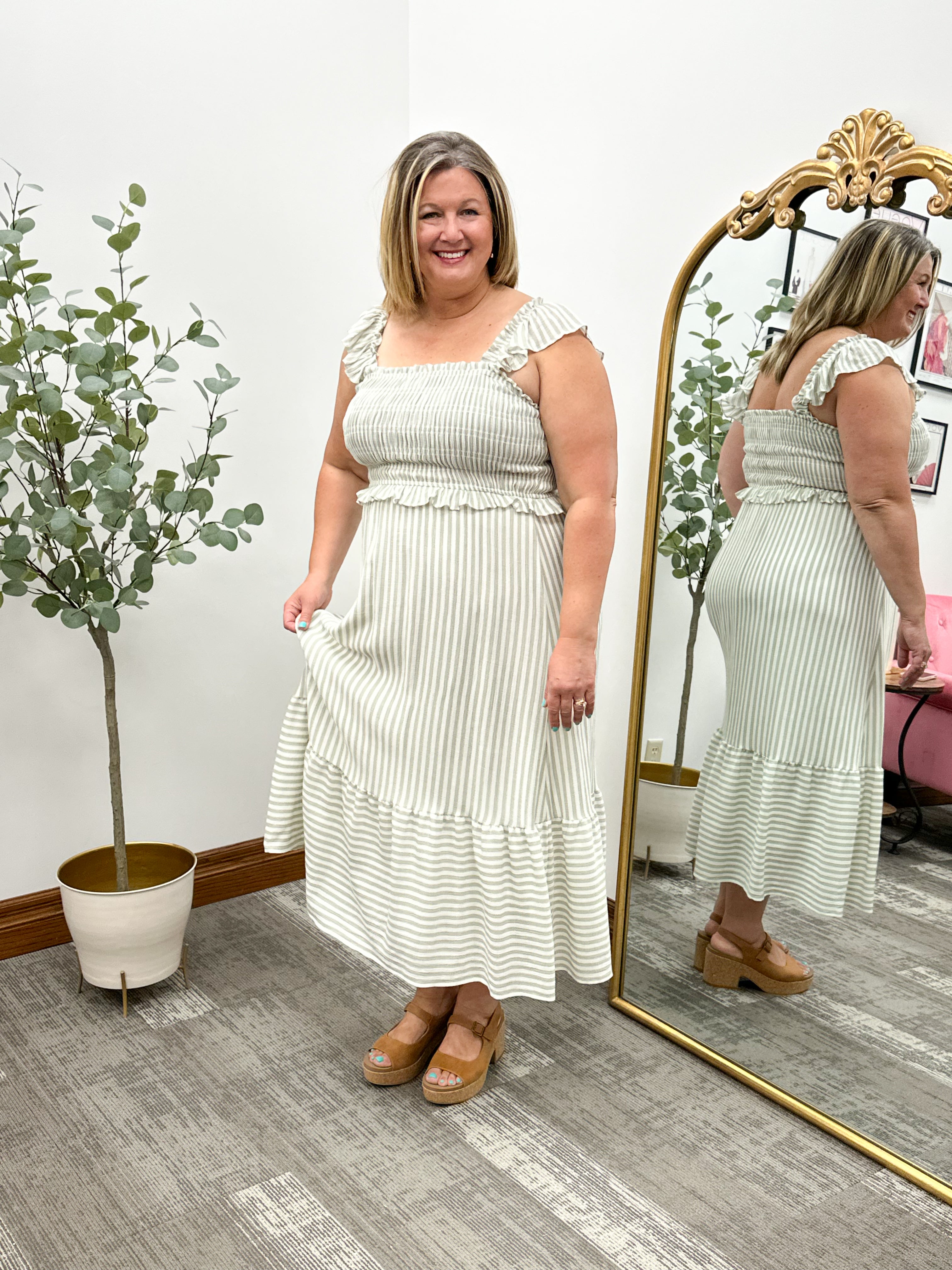 Plus size Stripes dress, plus size green striped dress, cute plus size dress