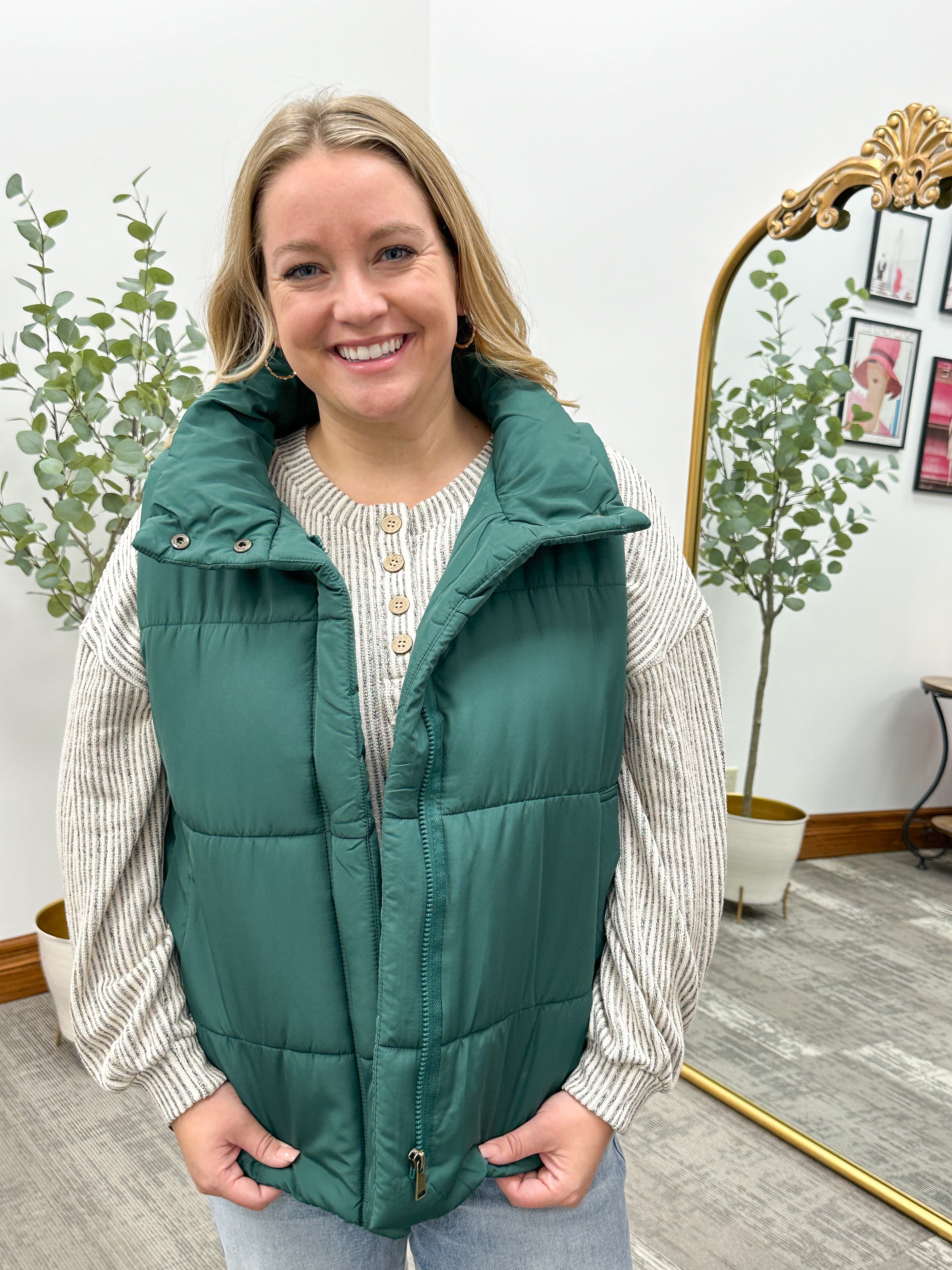 Tausha Green Puffer Vest