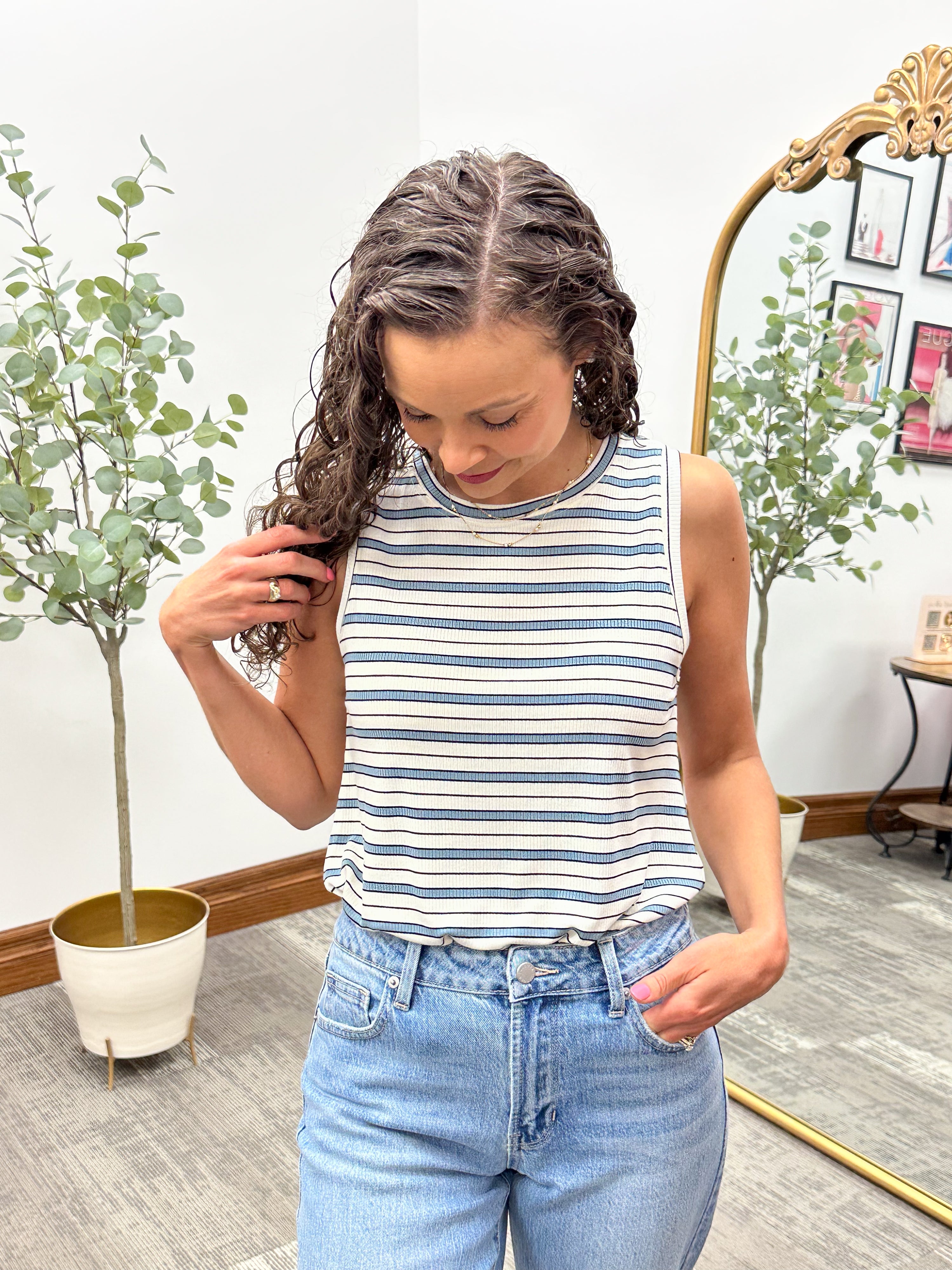 Thread & supply Euclid tank top, cute striped tank top