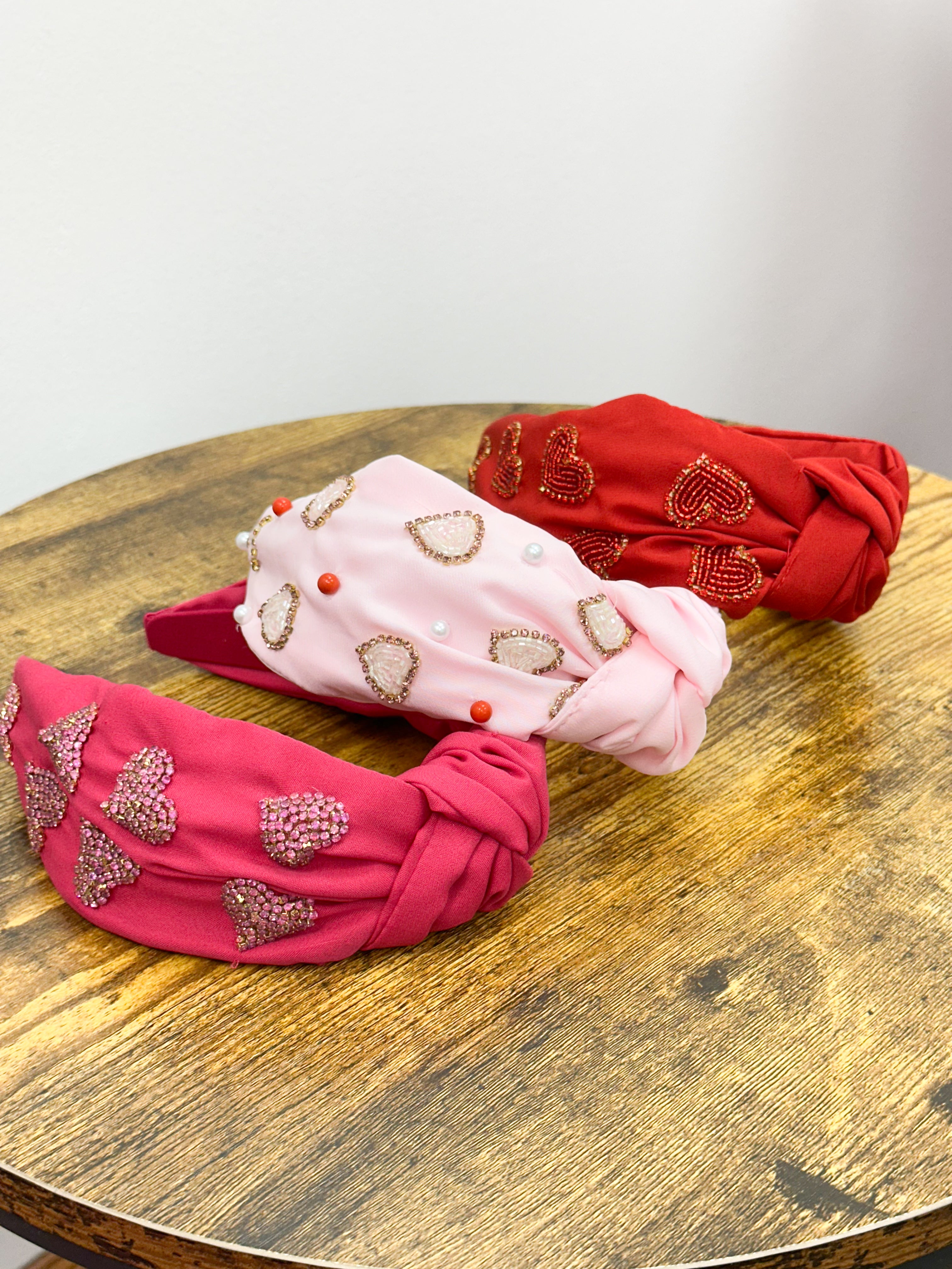 Beaded Heart Knot Headbands