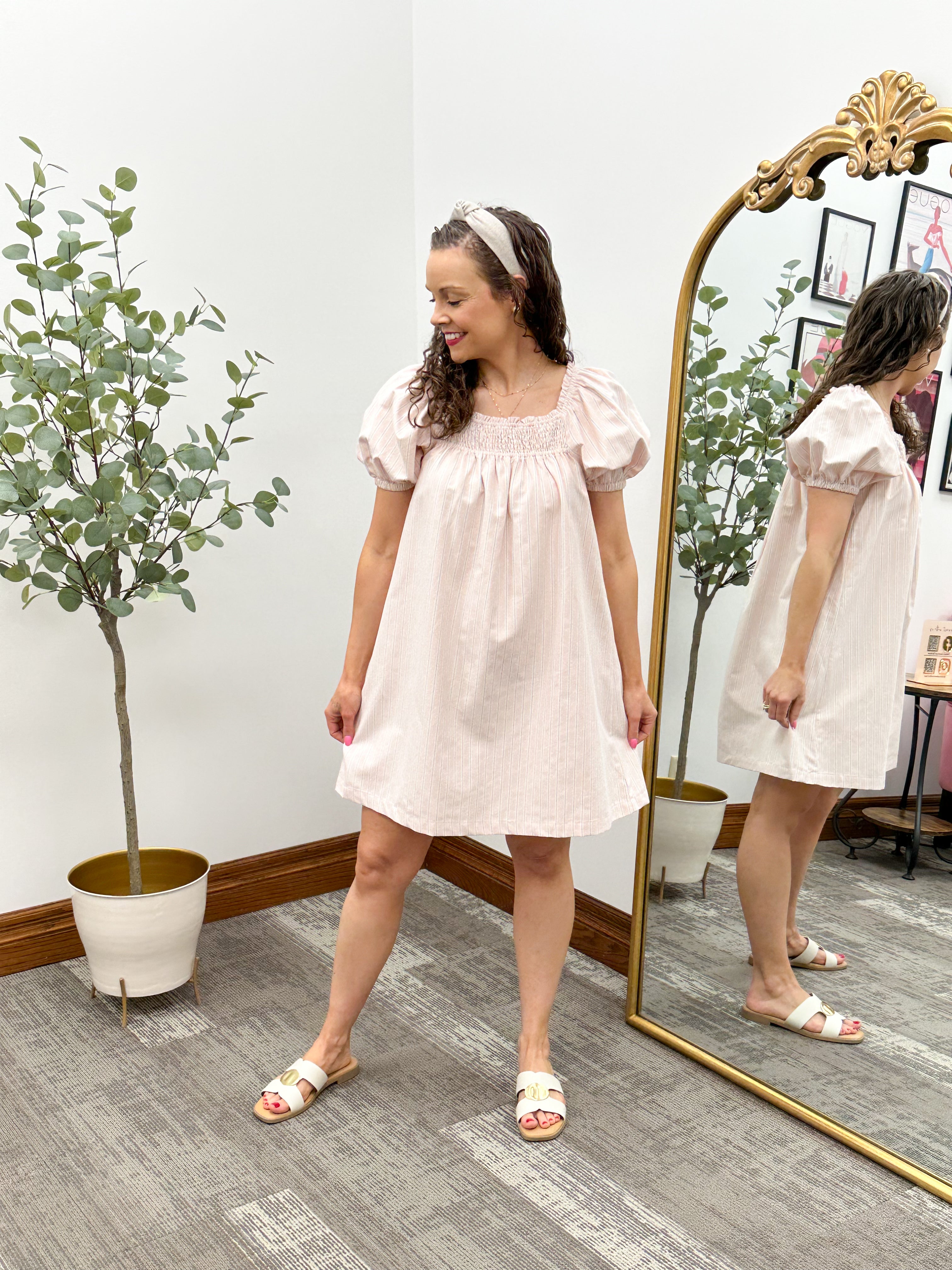 Melissa Striped Puff Sleeve Mini Dress