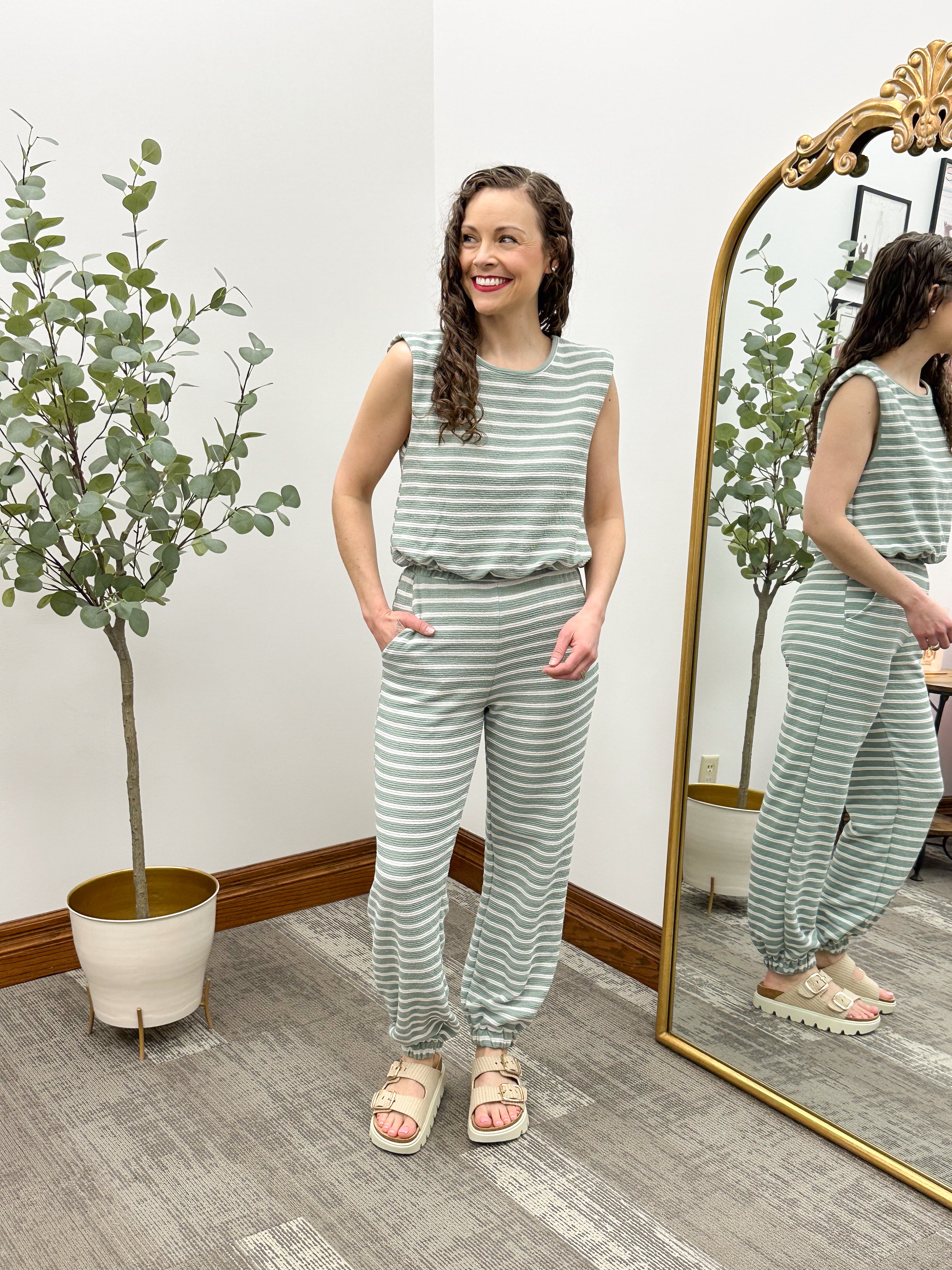 Sage Striped Joggers