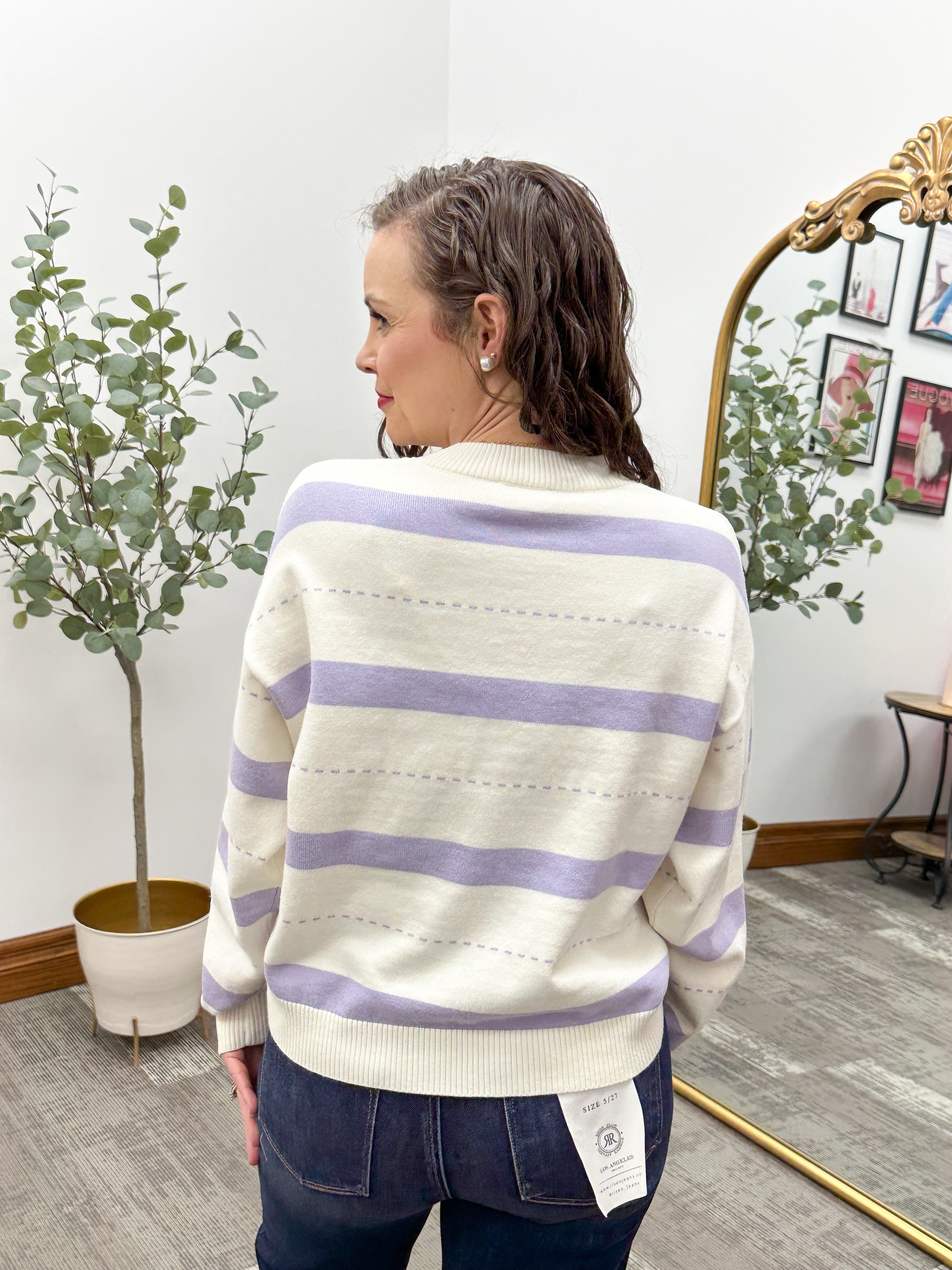 Ivory & Lavender Stripe Sweater