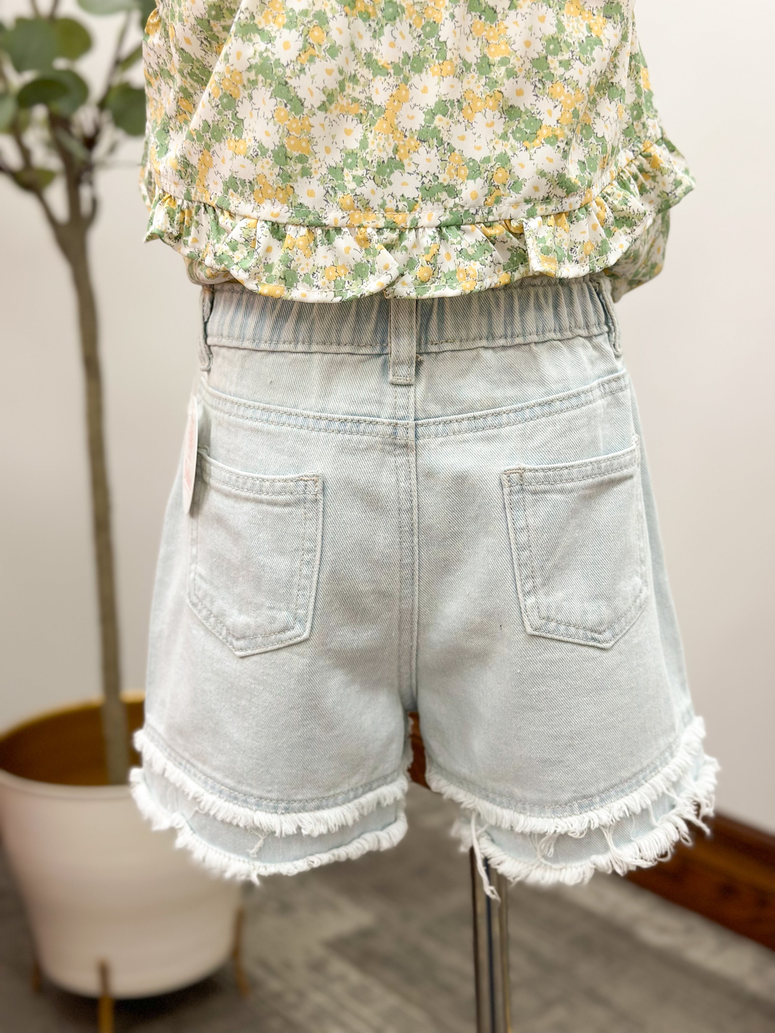 Girls Fray Detail Denim Shorts