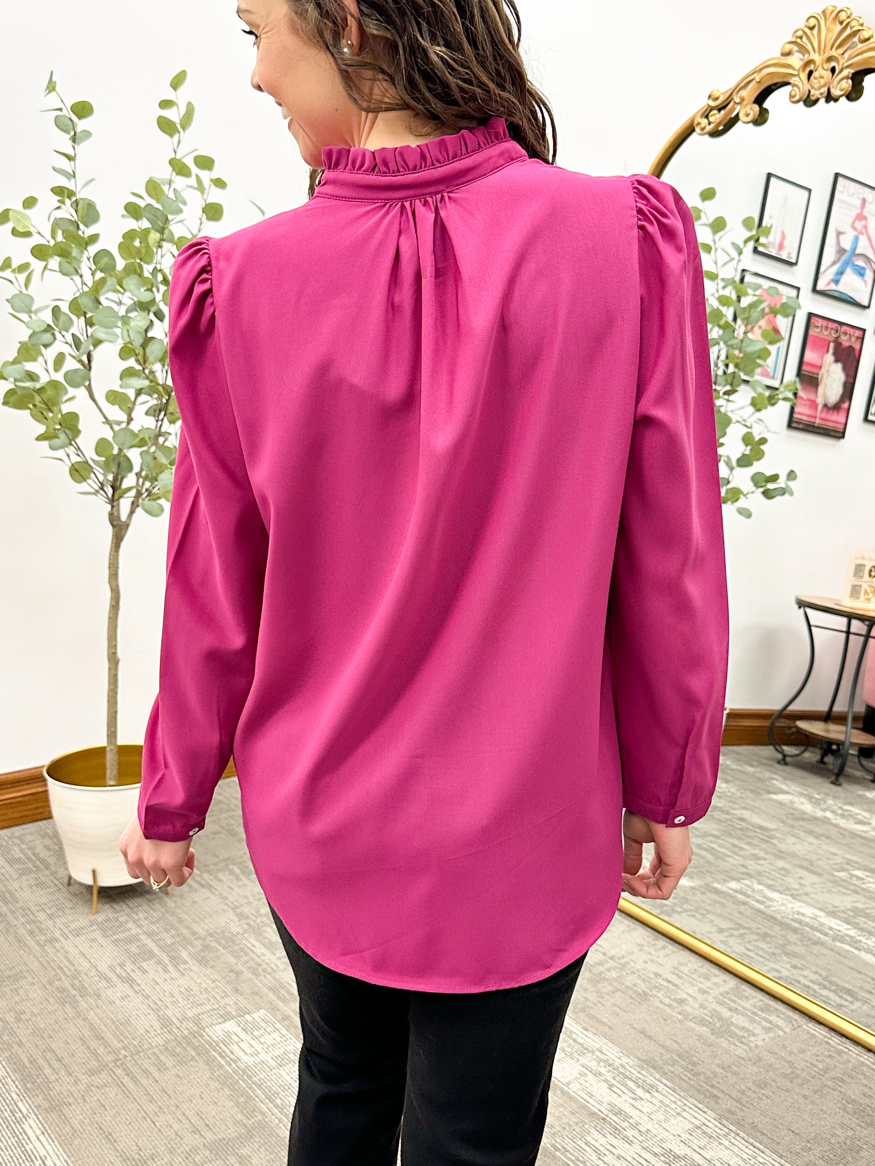 Colleen Magenta Ruffle Top