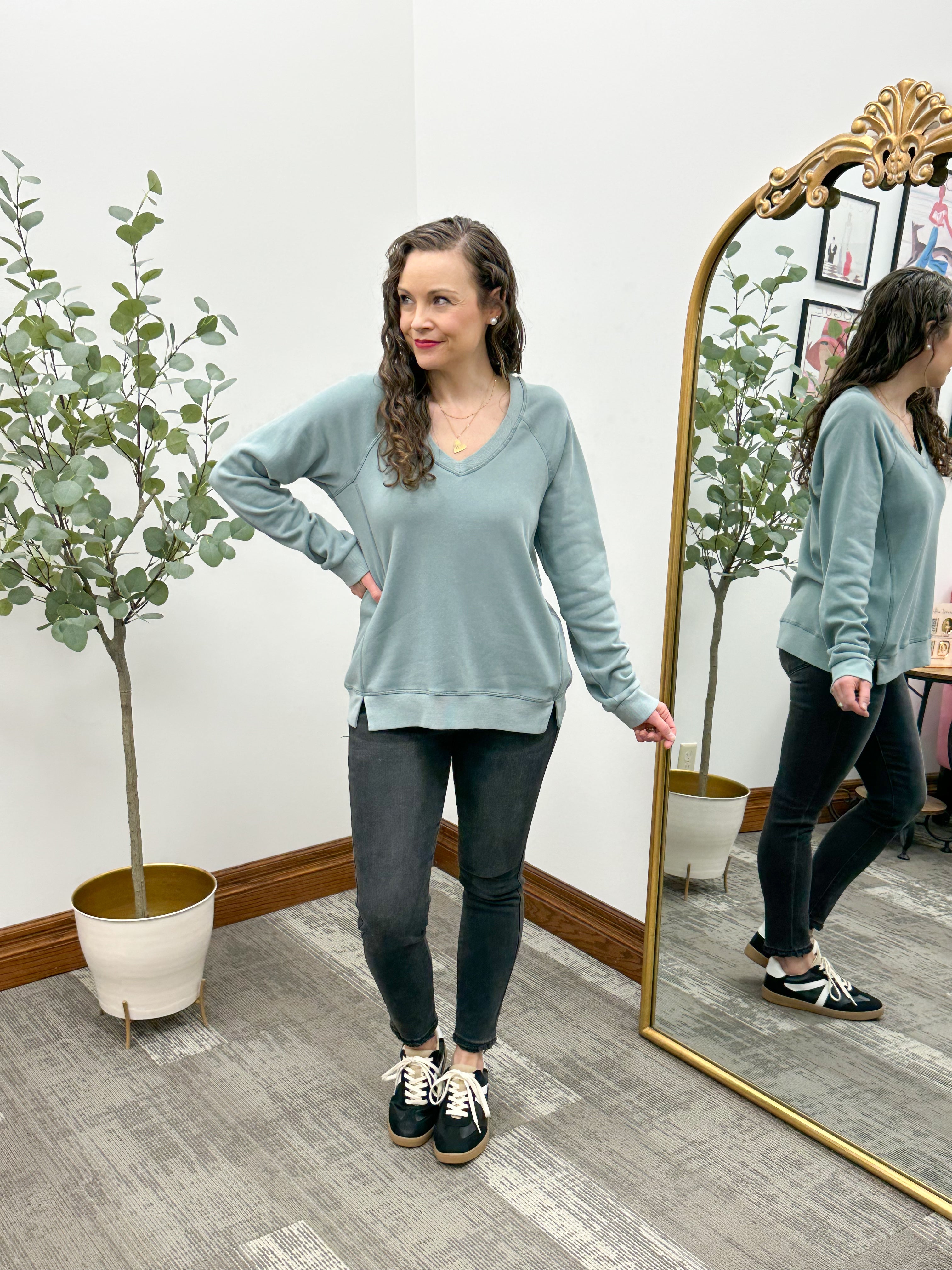 Ruby Light Teal Blue Oversized Sweatshirt