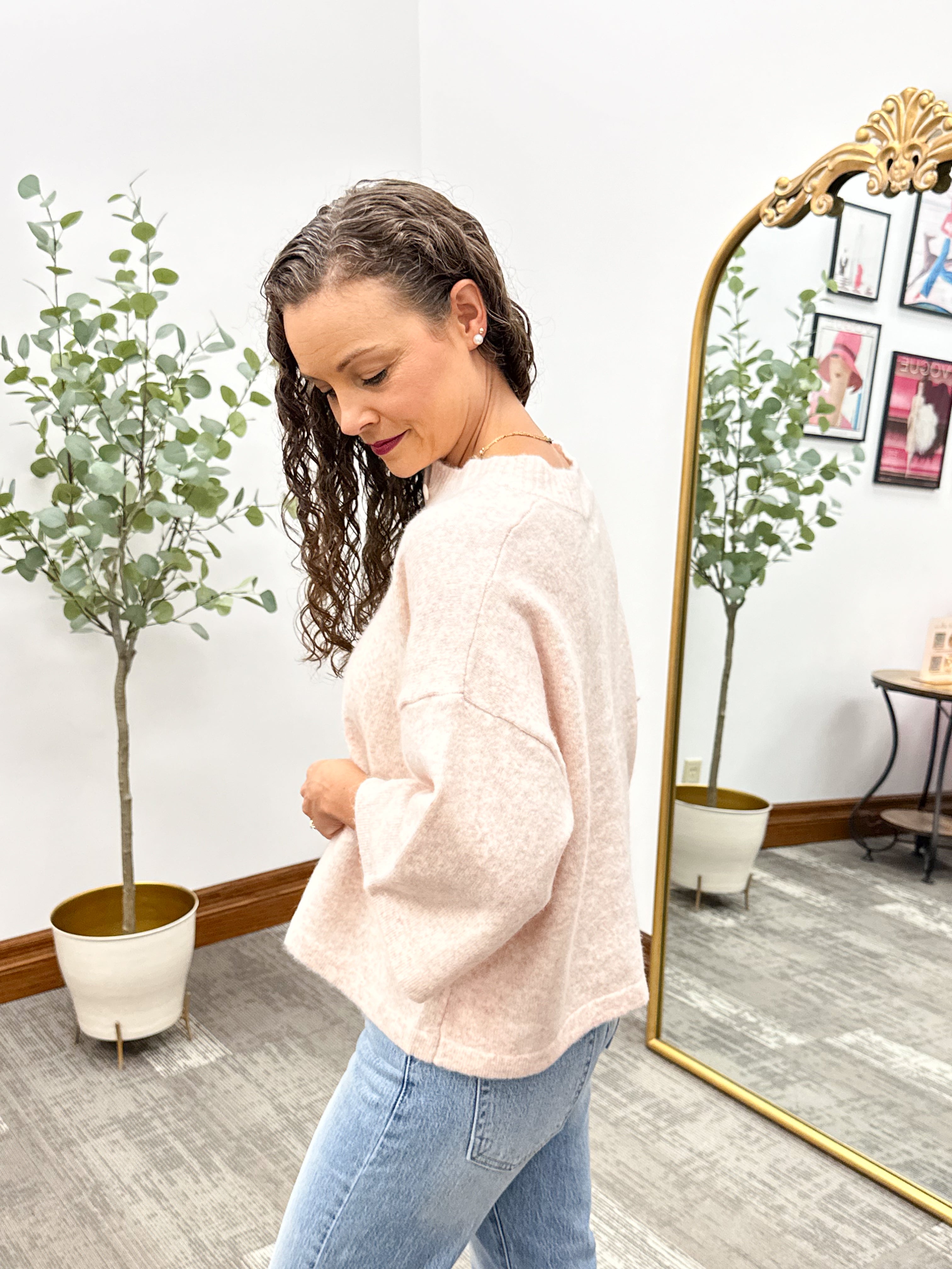 Oatmeal Pink Half Sleeve Cardigan