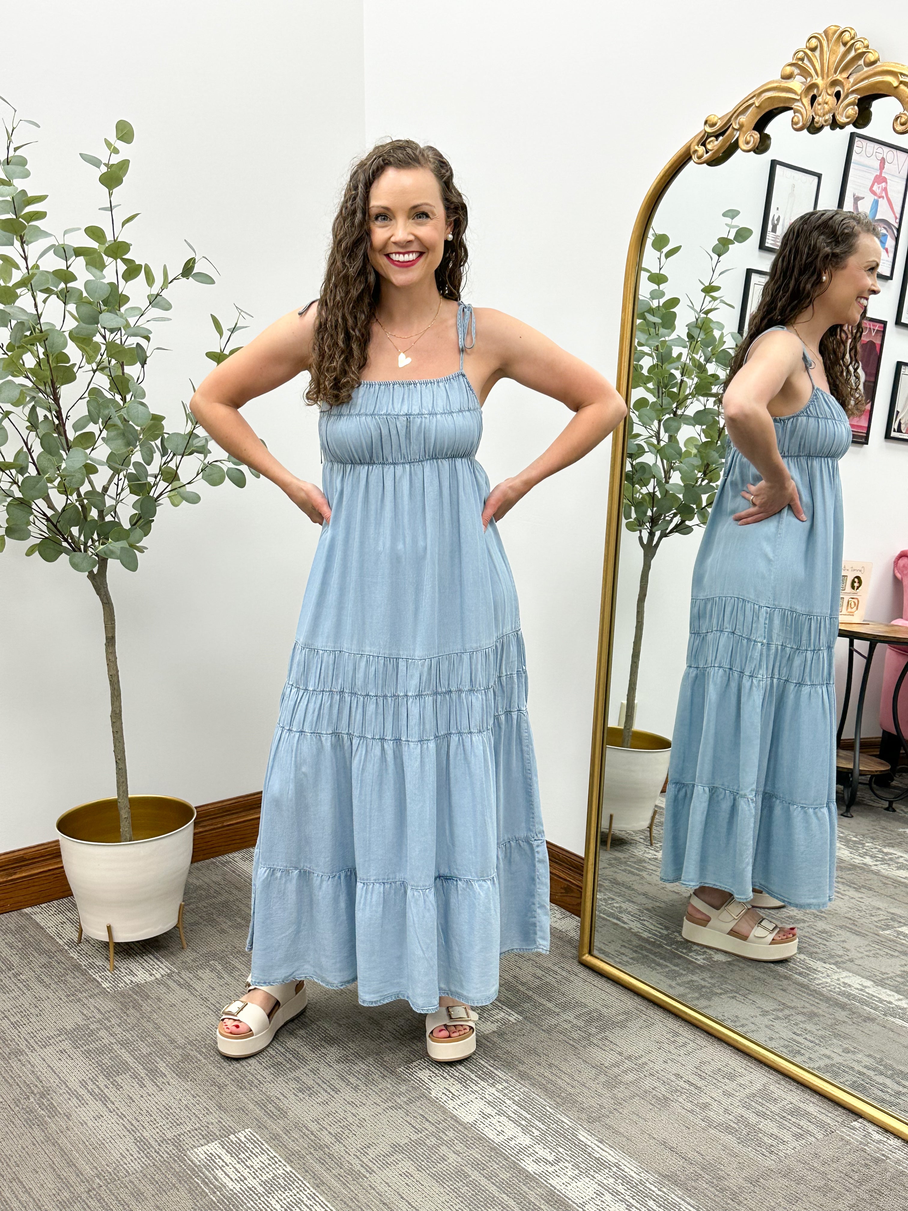 Light Denim Chambray Maxi Dress