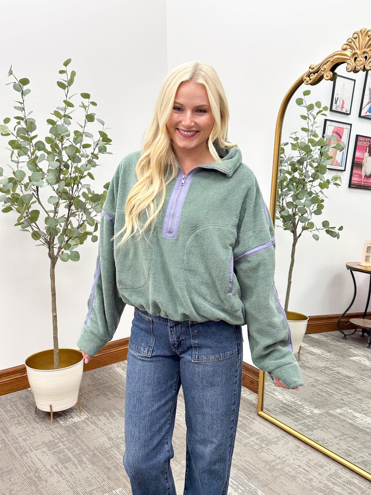 Green Sherpa pullover 