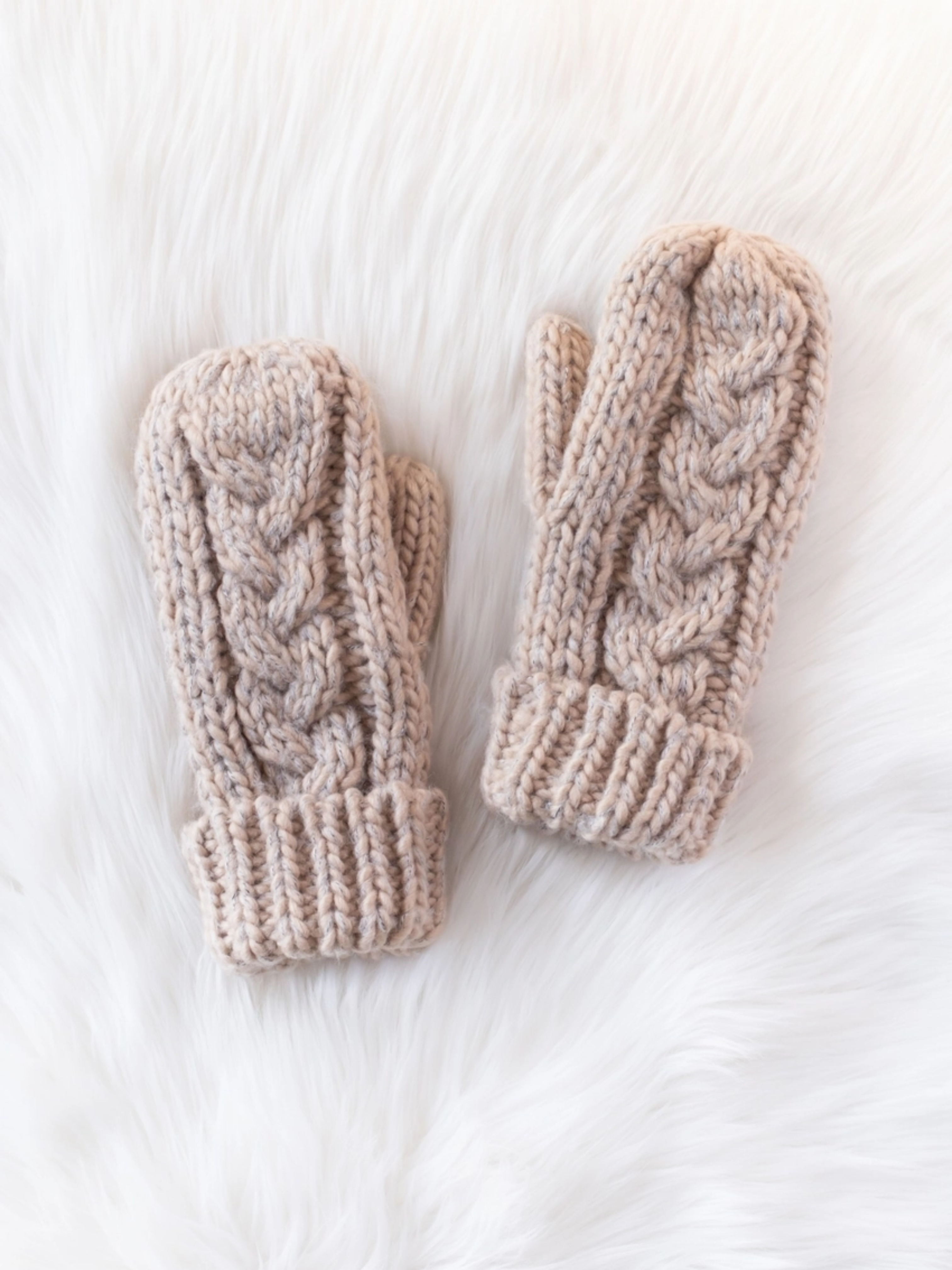 Blush Cable Knit Mittens