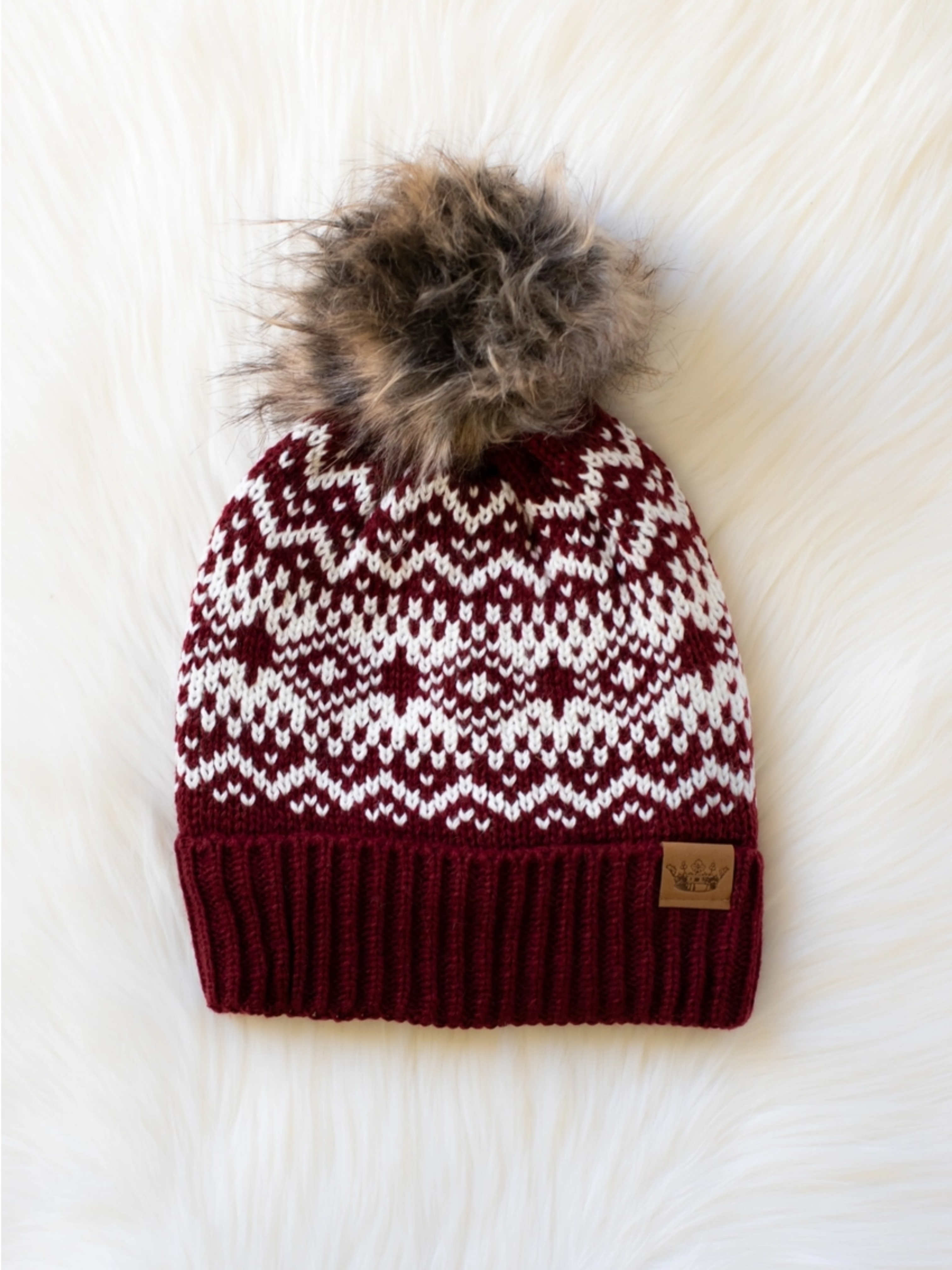 Patterned Winter Pom Hat (2 colors)