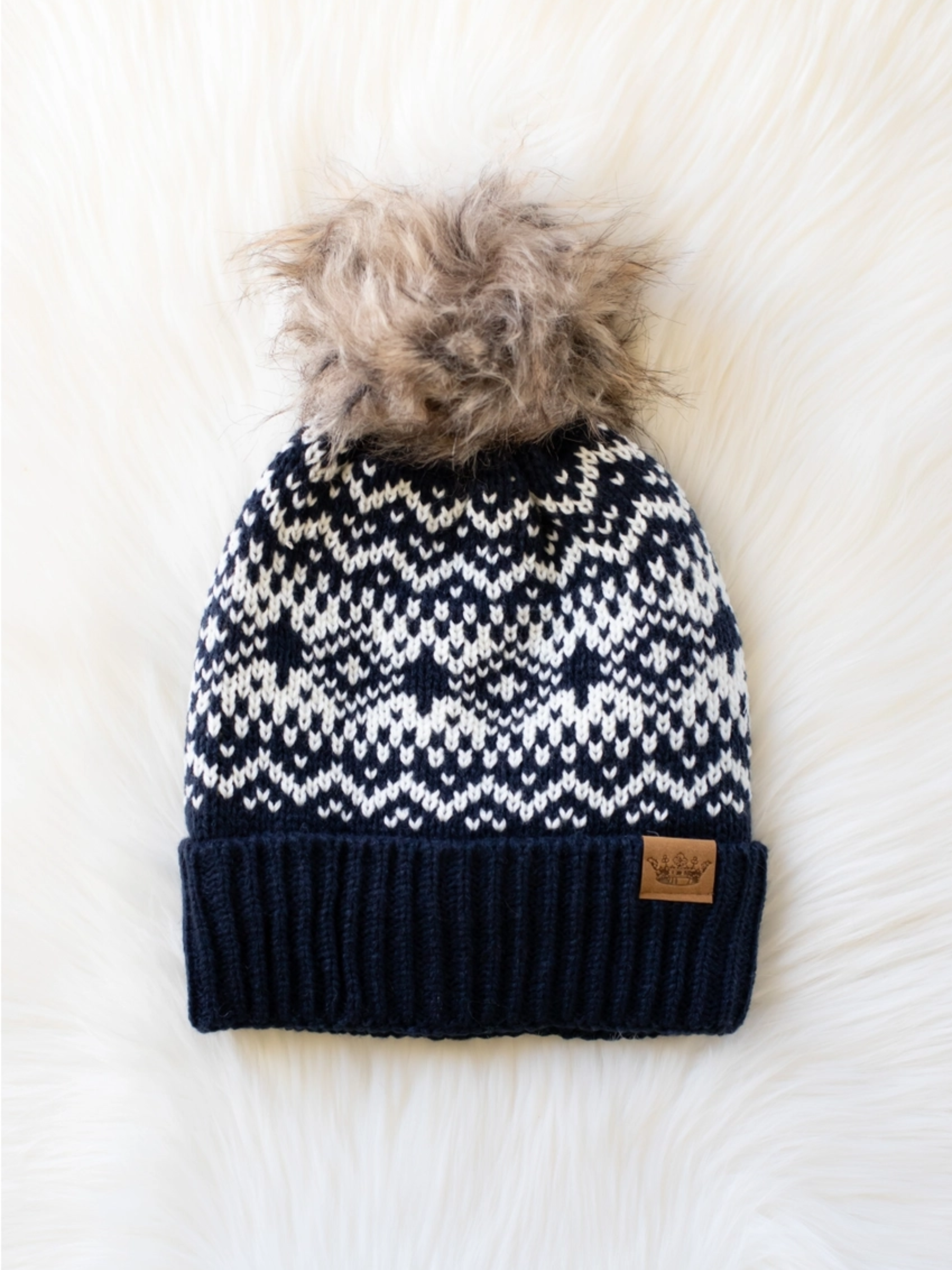 Patterned Winter Pom Hat (2 colors)