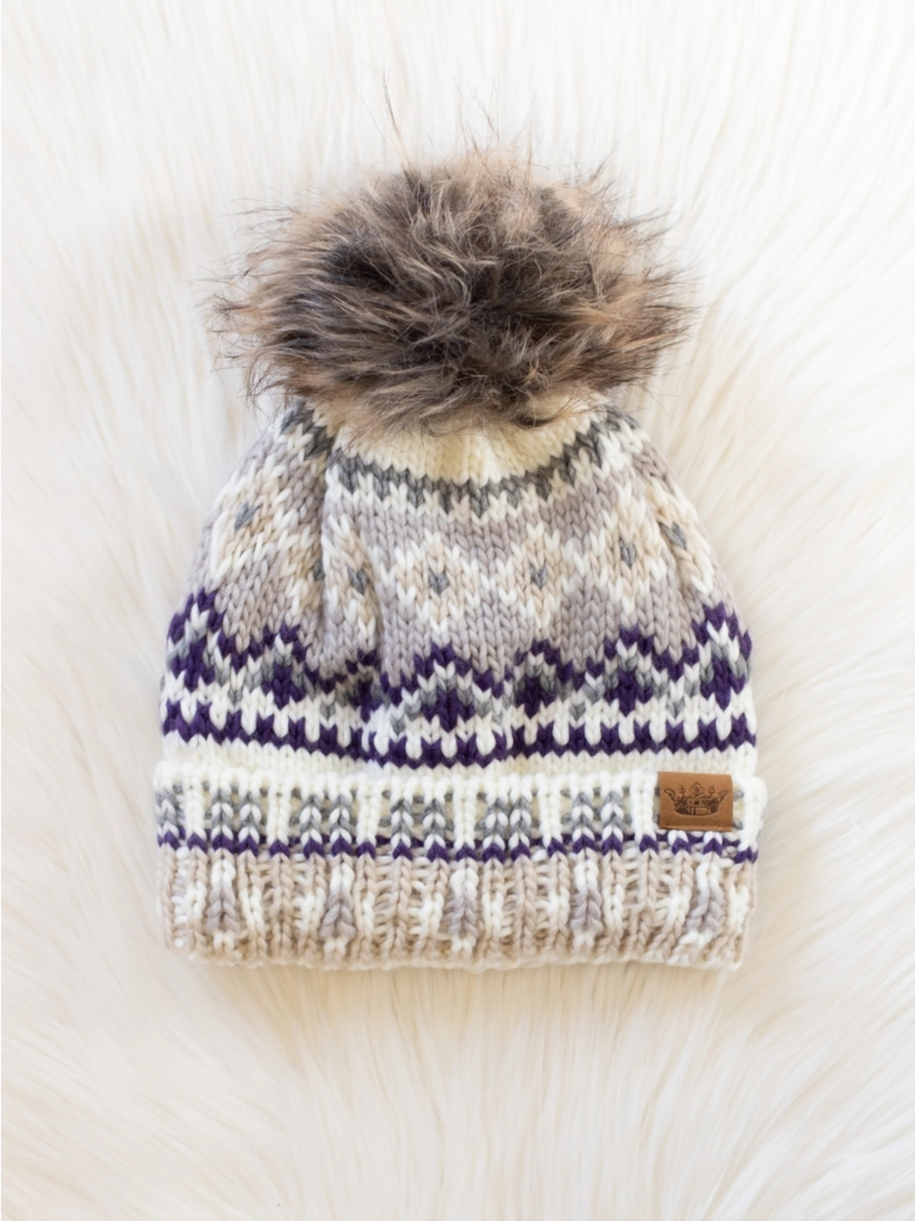 Multi Colored Patterned Winter Pom Hat (2 colors)