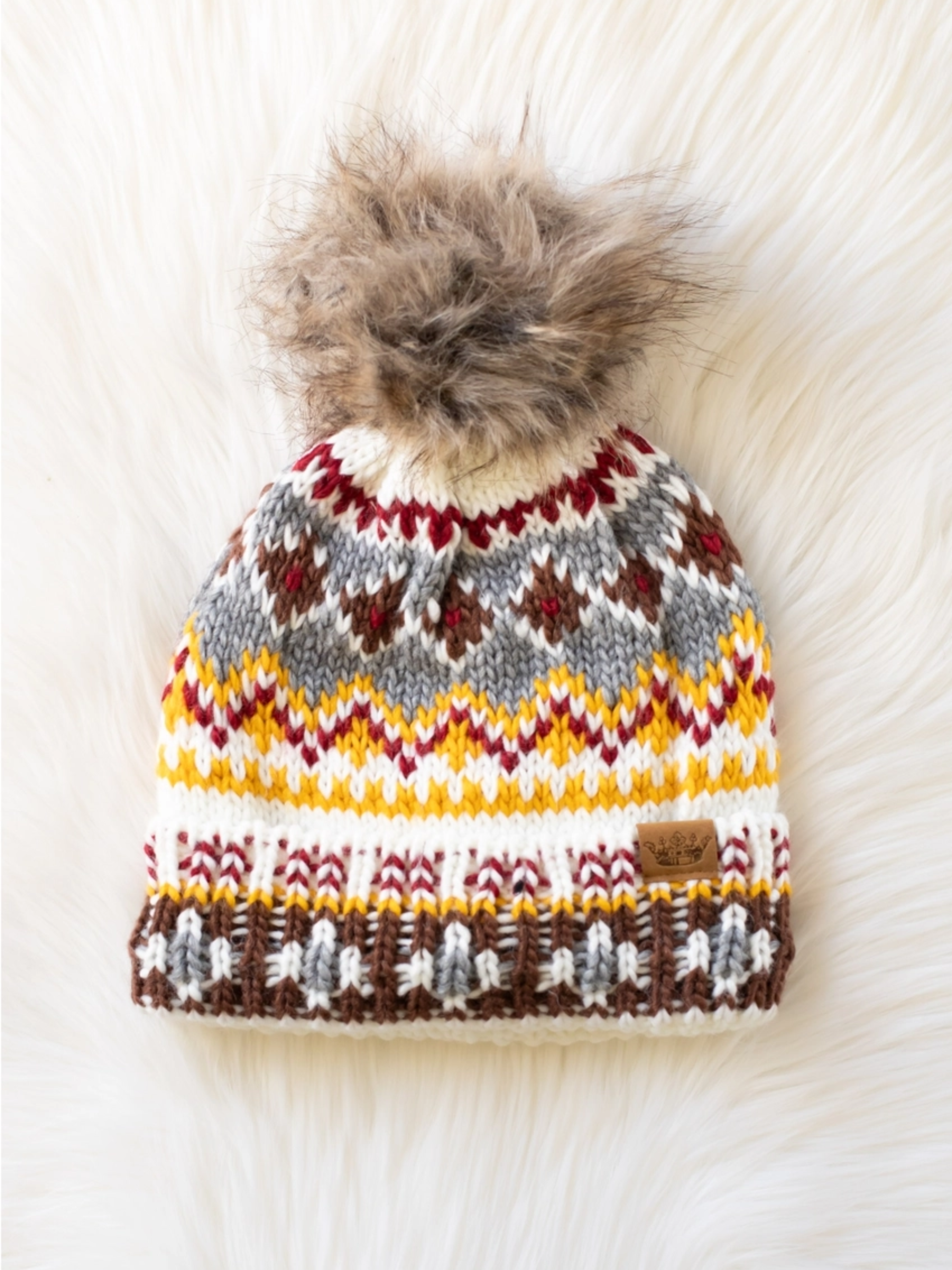 Multi Colored Patterned Winter Pom Hat (2 colors)